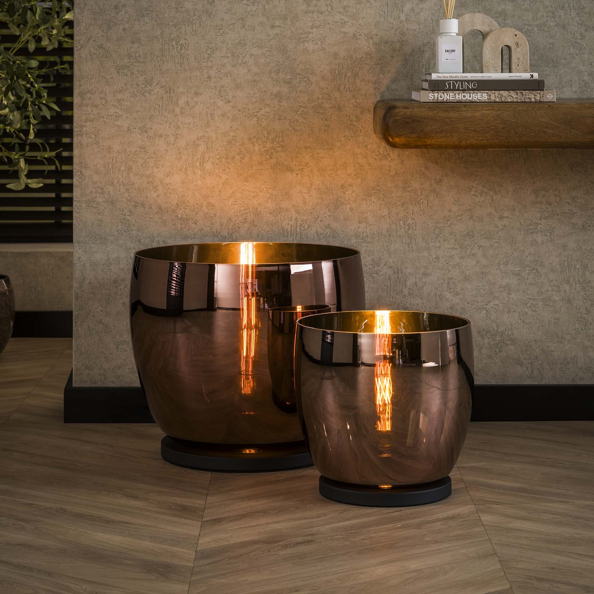 Vloerlamp XL Rise gekleurd glas Koper - Industrieelinhuis.nl