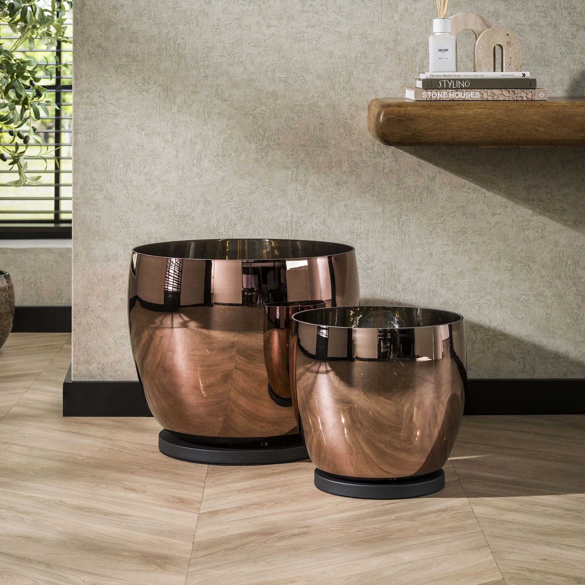 Vloerlamp XL Rise gekleurd glas Koper - Industrieelinhuis.nl