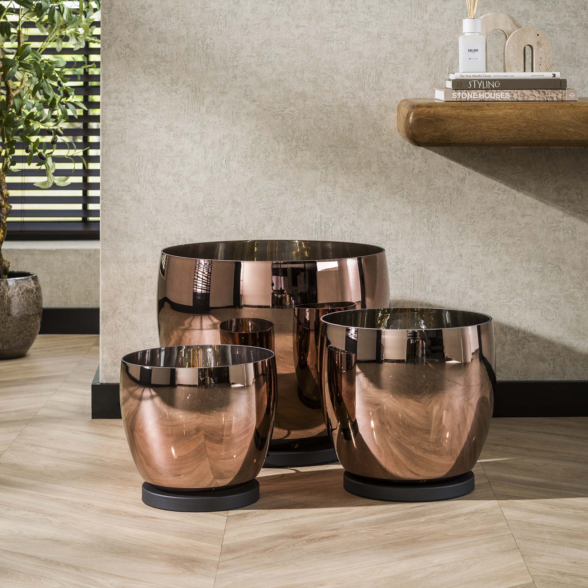 Vloerlamp XL Rise gekleurd glas Koper - Industrieelinhuis.nl