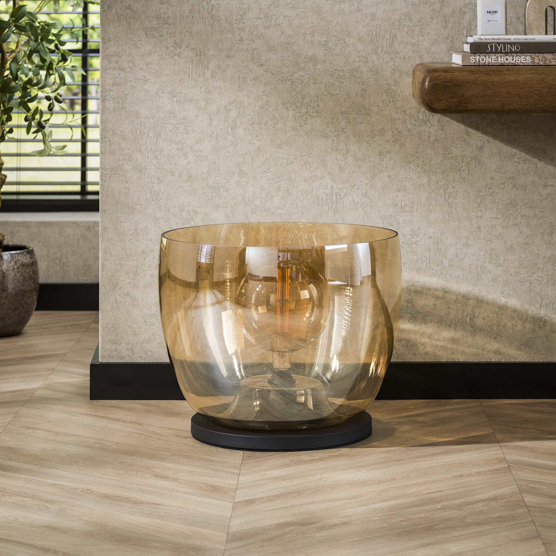 Vloerlamp XXL Rise gekleurd glas Amber - Industrieelinhuis.nl