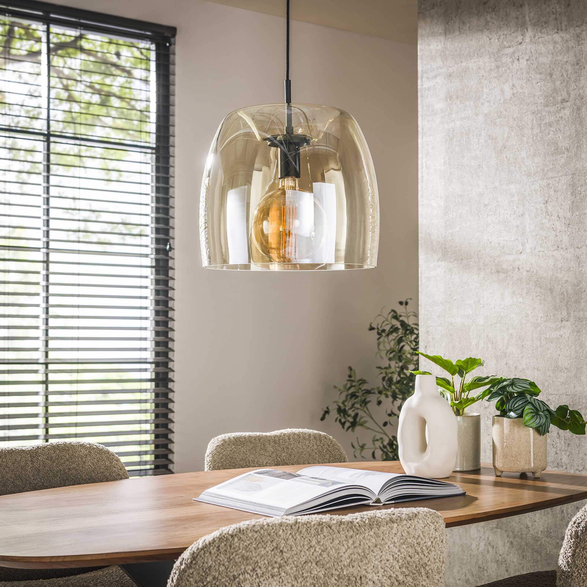 Plafondlamp Liv Glass 1L Amber - Industrieelinhuis.nl