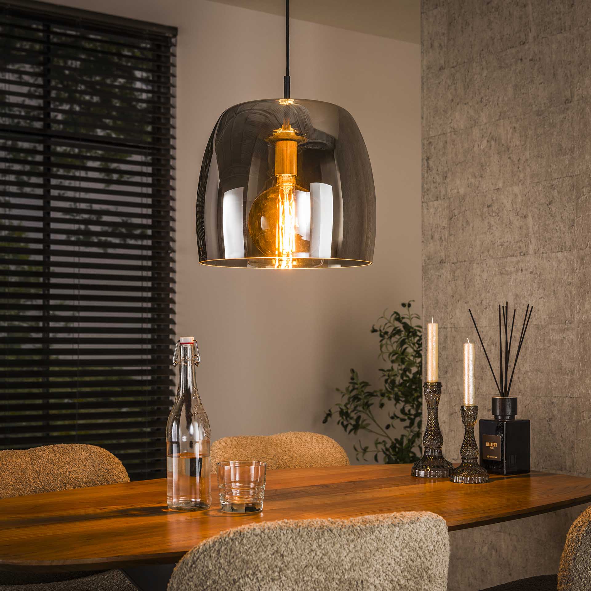 Plafondlamp Liv Glass 1L Smoke Grey - Industrieelinhuis.nl