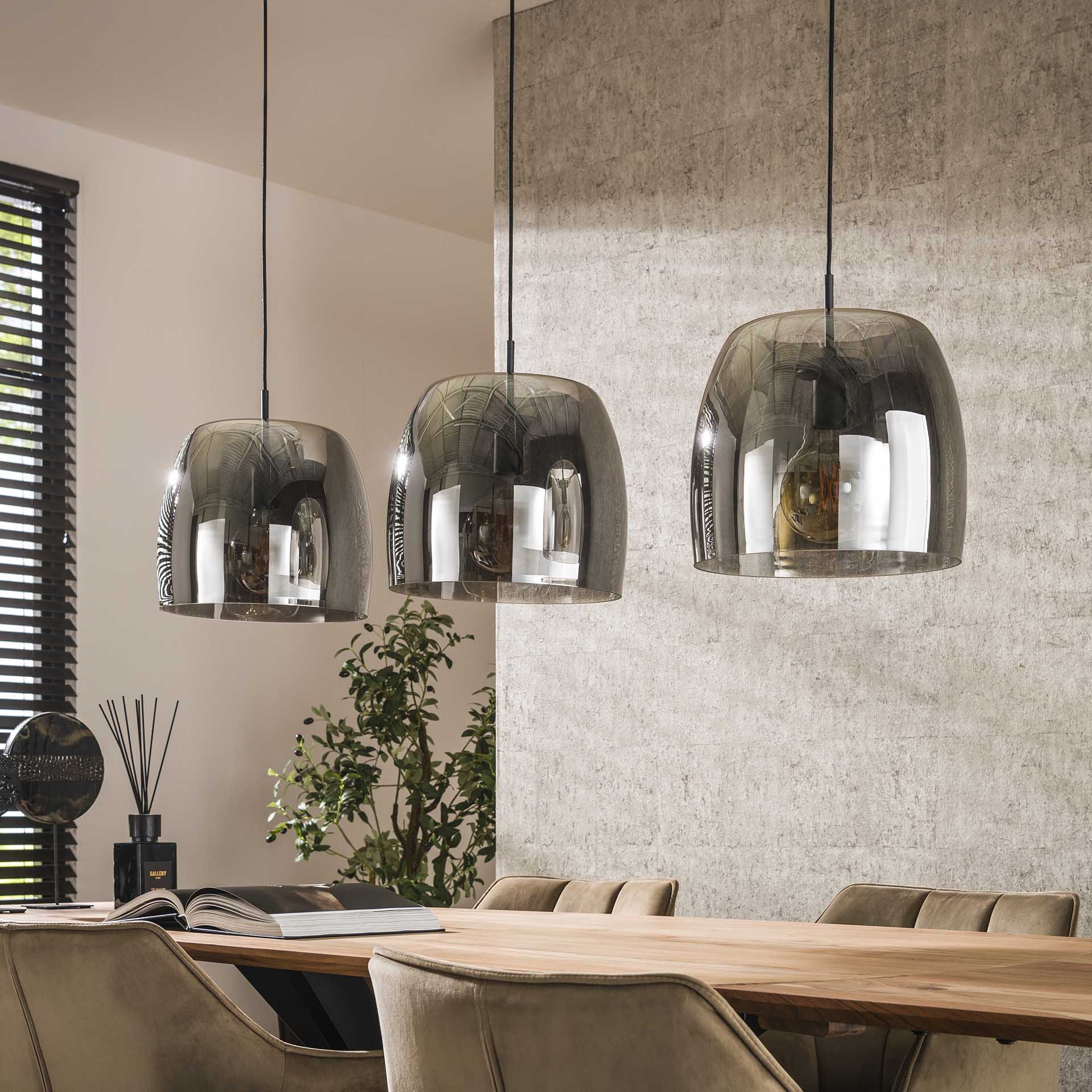 Plafondlamp Liv Glass 3L Smoke Grey - Industrieelinhuis.nl