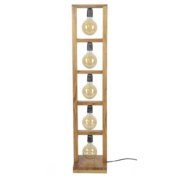 Vloerlamp hout AcaiaTimber 5 lichtpunten - Industrieelinhuis.nl