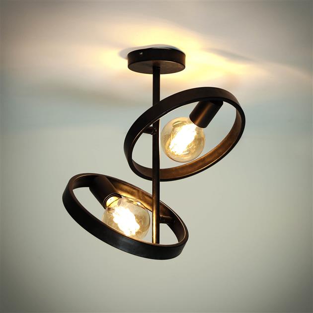Plafondlamp Circular Essence Houtskool 2 lichtpunten - Industrieelinhuis.nl