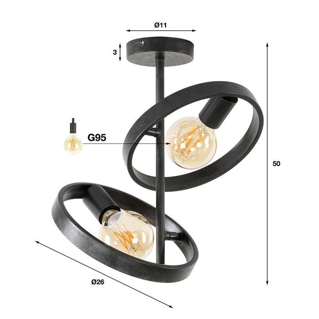 Plafondlamp Circular Essence Houtskool 2 lichtpunten - Industrieelinhuis.nl