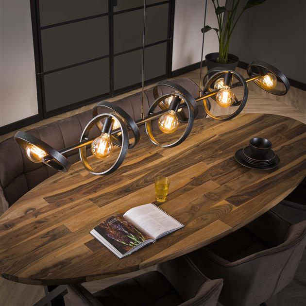 Hanglamp Groot Circular Essence Houtskool 8 lichtpunten - Industrieelinhuis.nl