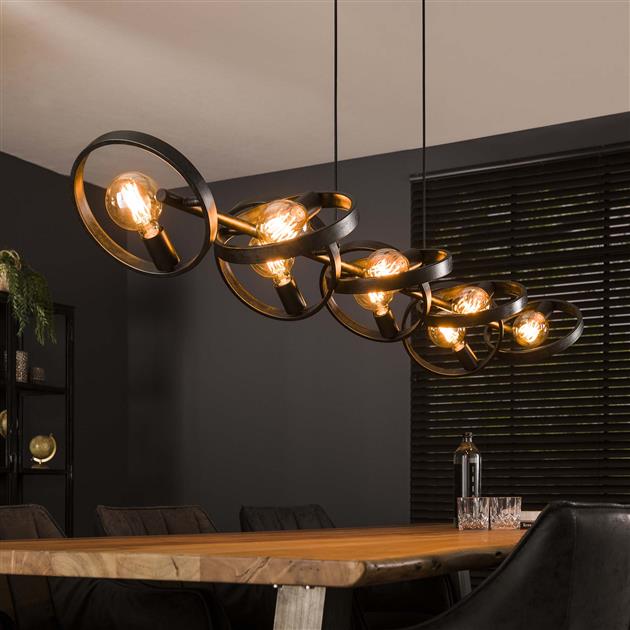 Hanglamp Groot Circular Essence Houtskool 8 lichtpunten - Industrieelinhuis.nl