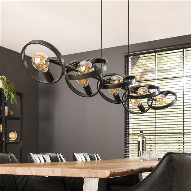 Hanglamp Groot Circular Essence Houtskool 8 lichtpunten - Industrieelinhuis.nl