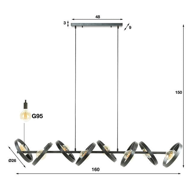 Hanglamp Groot Circular Essence Houtskool 8 lichtpunten - Industrieelinhuis.nl