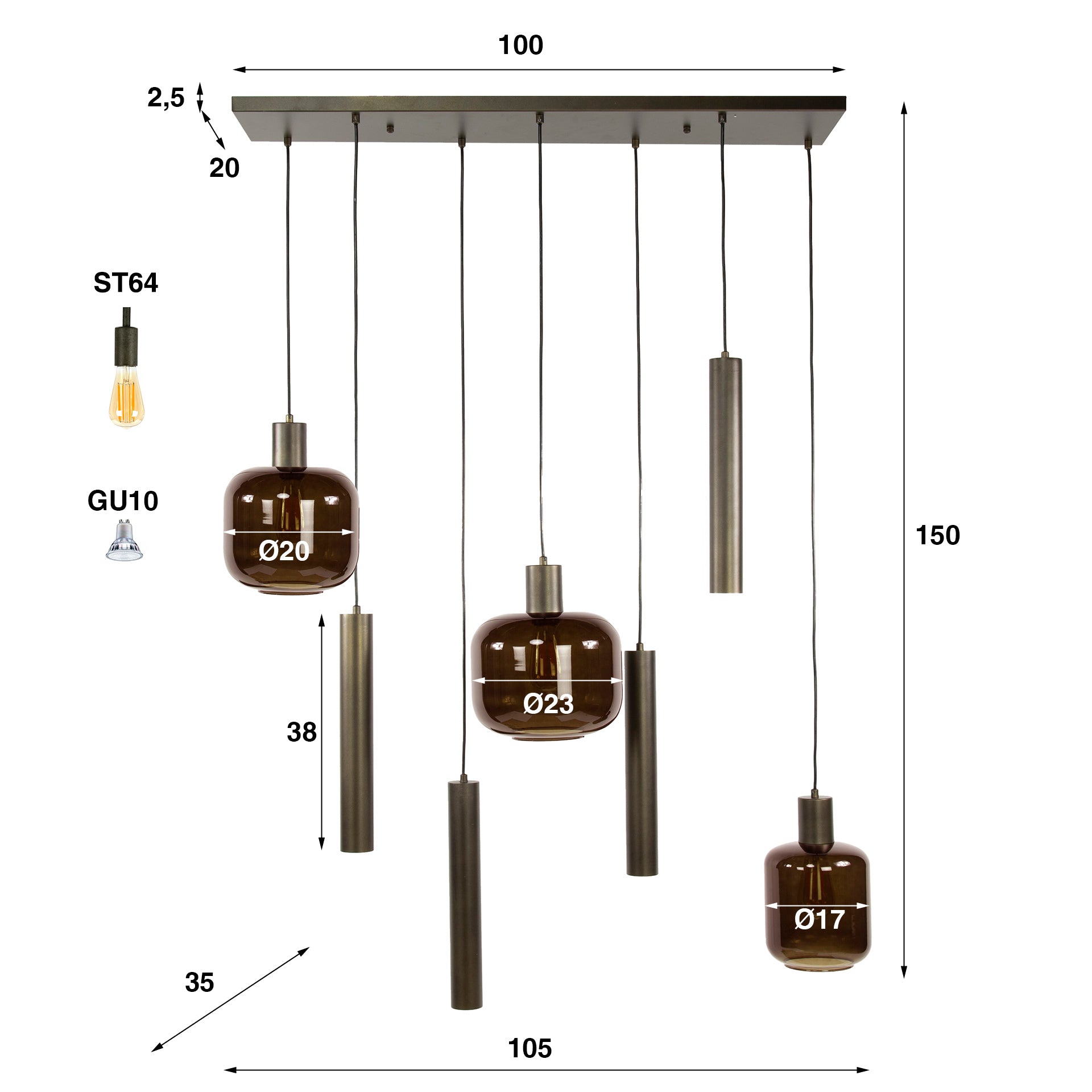 Hanglamp Brady - Industrieelinhuis.nl