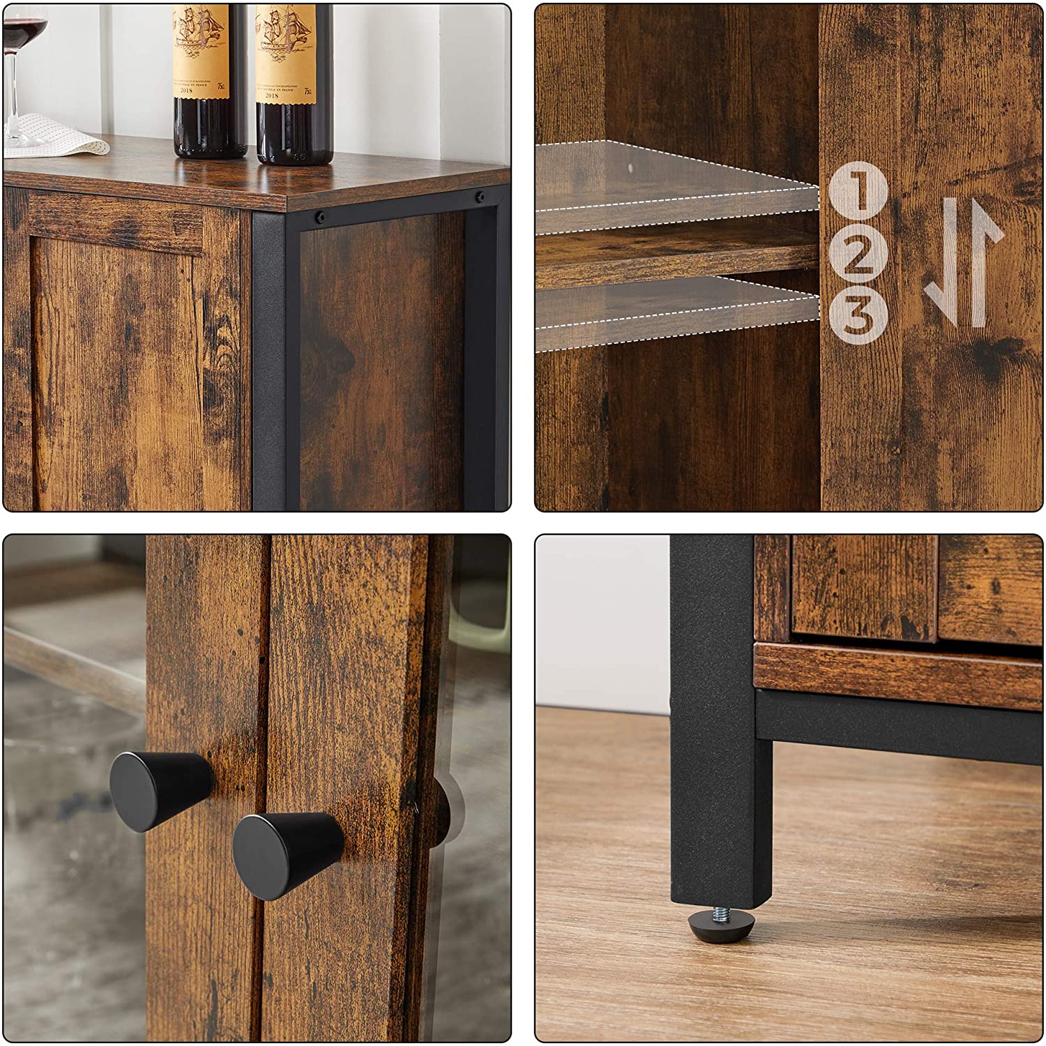Compact servieskastje Industrieel Design | Houtlook en Staal | 110x33x75cm - Industrieelinhuis.nl