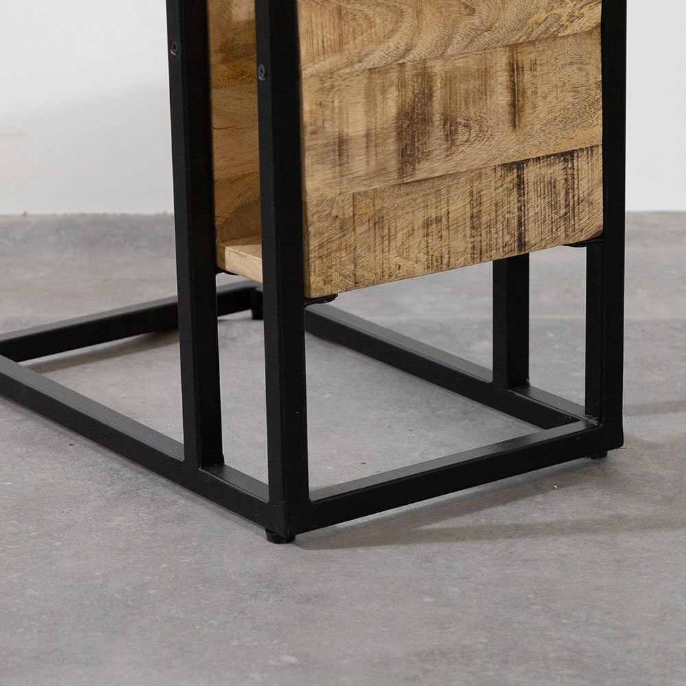 Bijzettafel Britt voor over de bank | Mangohout en Staal | 45x29x69cm