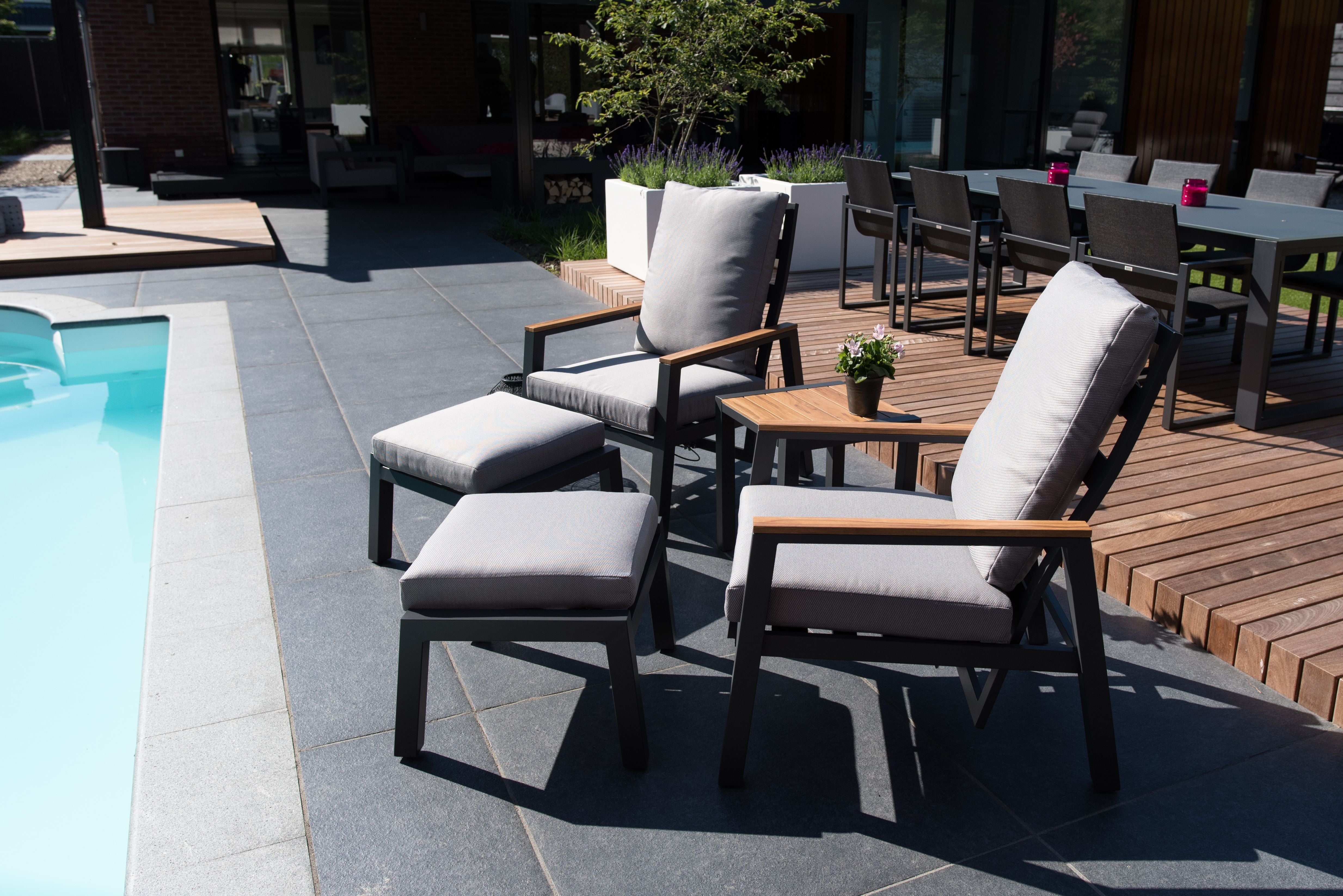 Duoset tuinstoelen met hocker Koda - Industrieelinhuis.nl