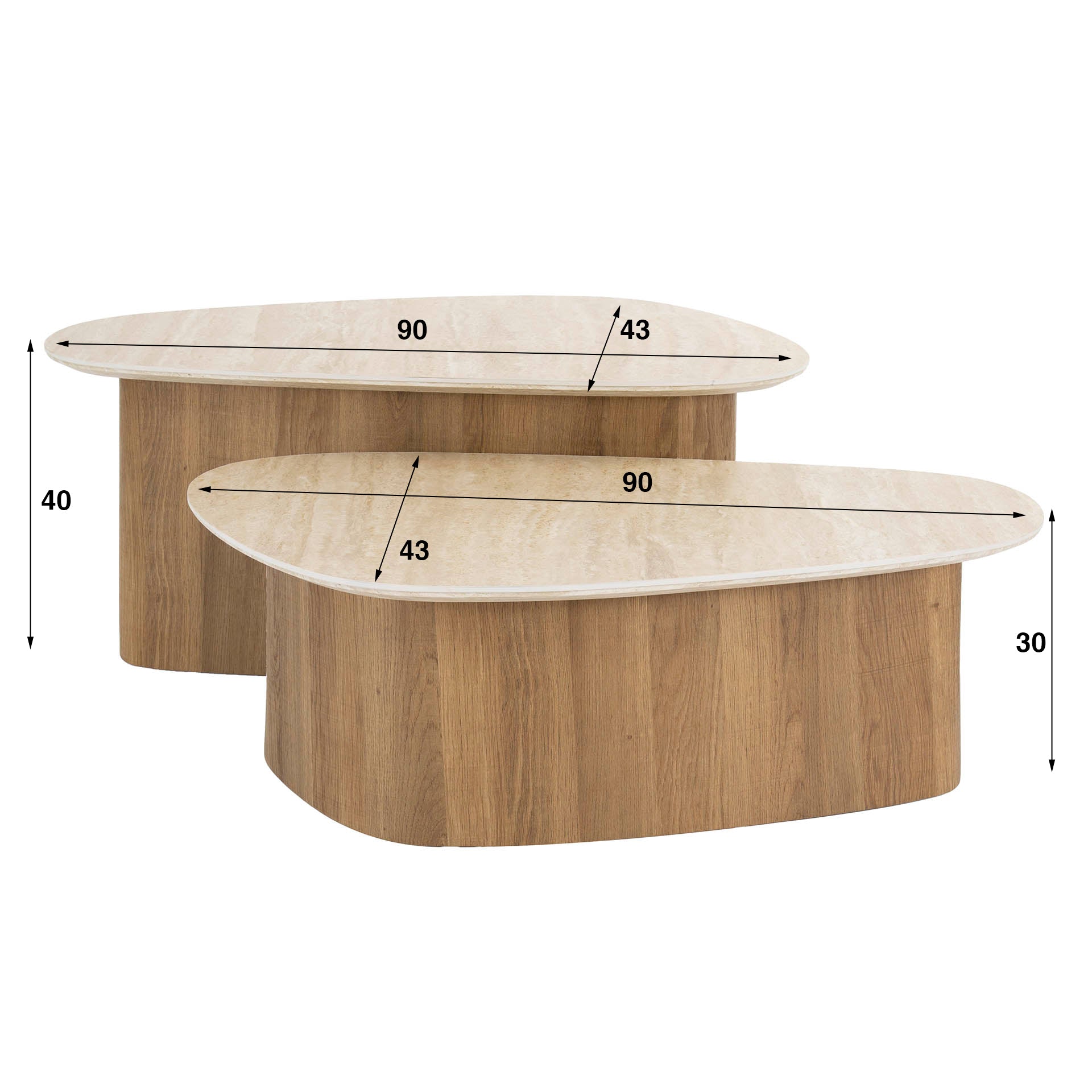 Ceramic Trio Salontafel | Set van 2 | organische salontafelset