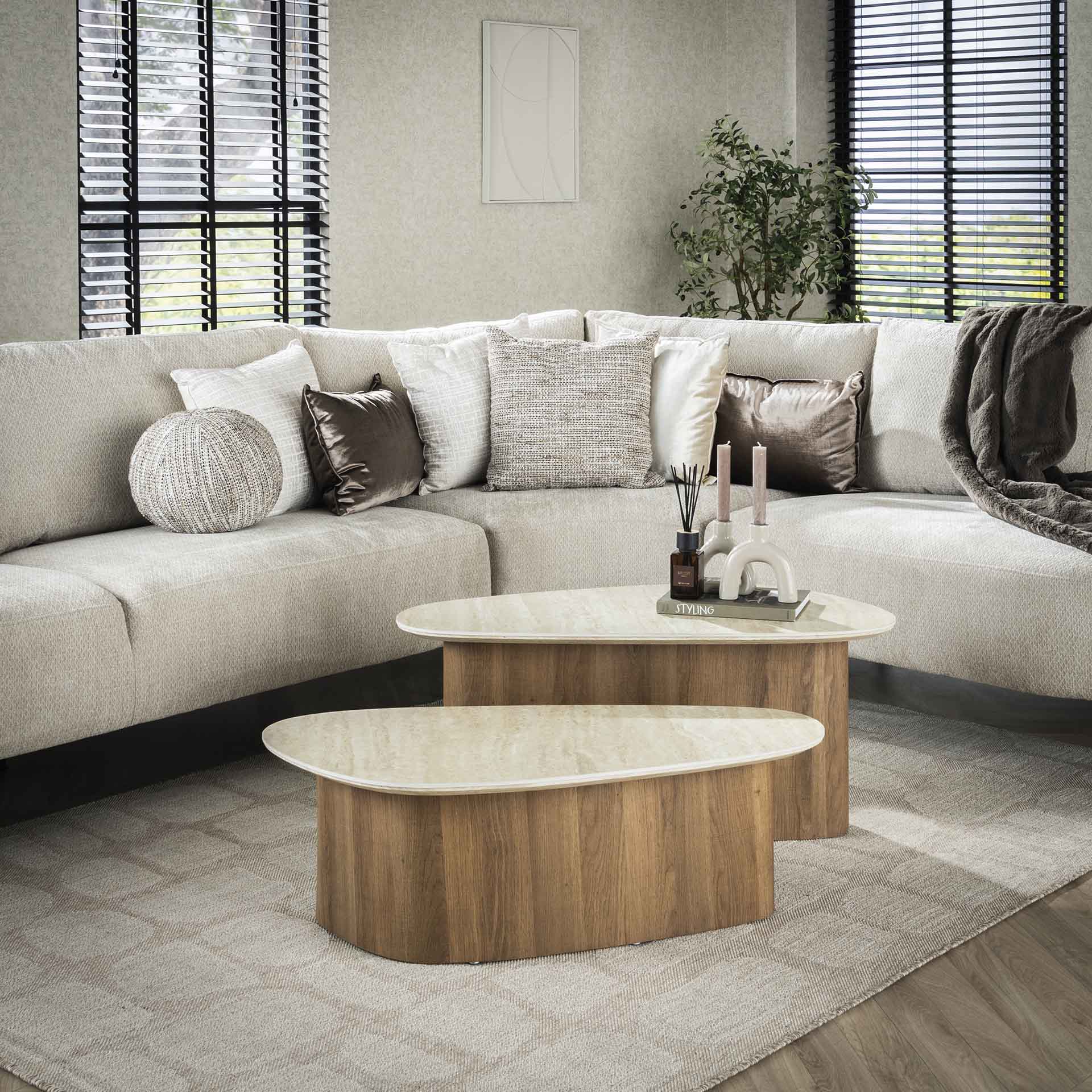 Ceramic Trio Salontafel | Set van 2 | organische salontafelset