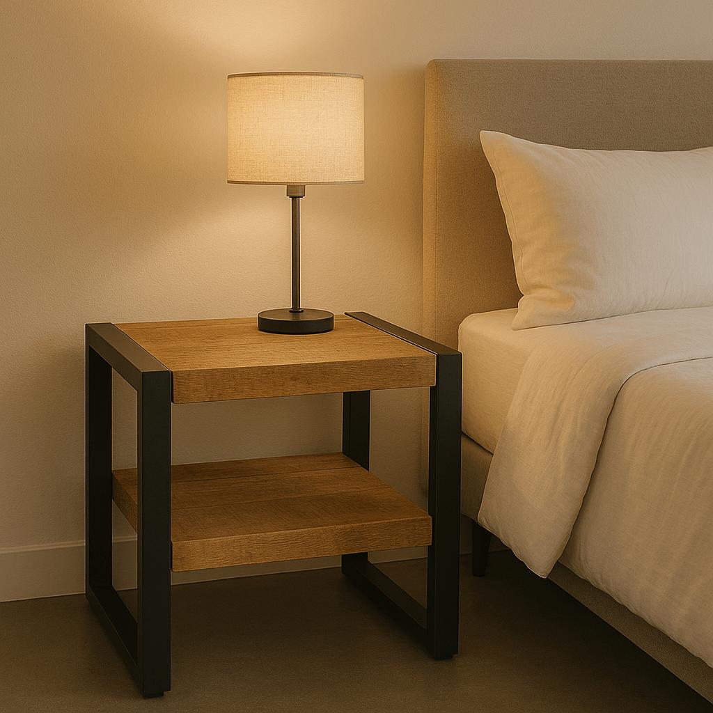 Salontafel Bijzettafel Industrieel Design | Mangohout en Staal | 50x50x45 - Industrieelinhuis.nl