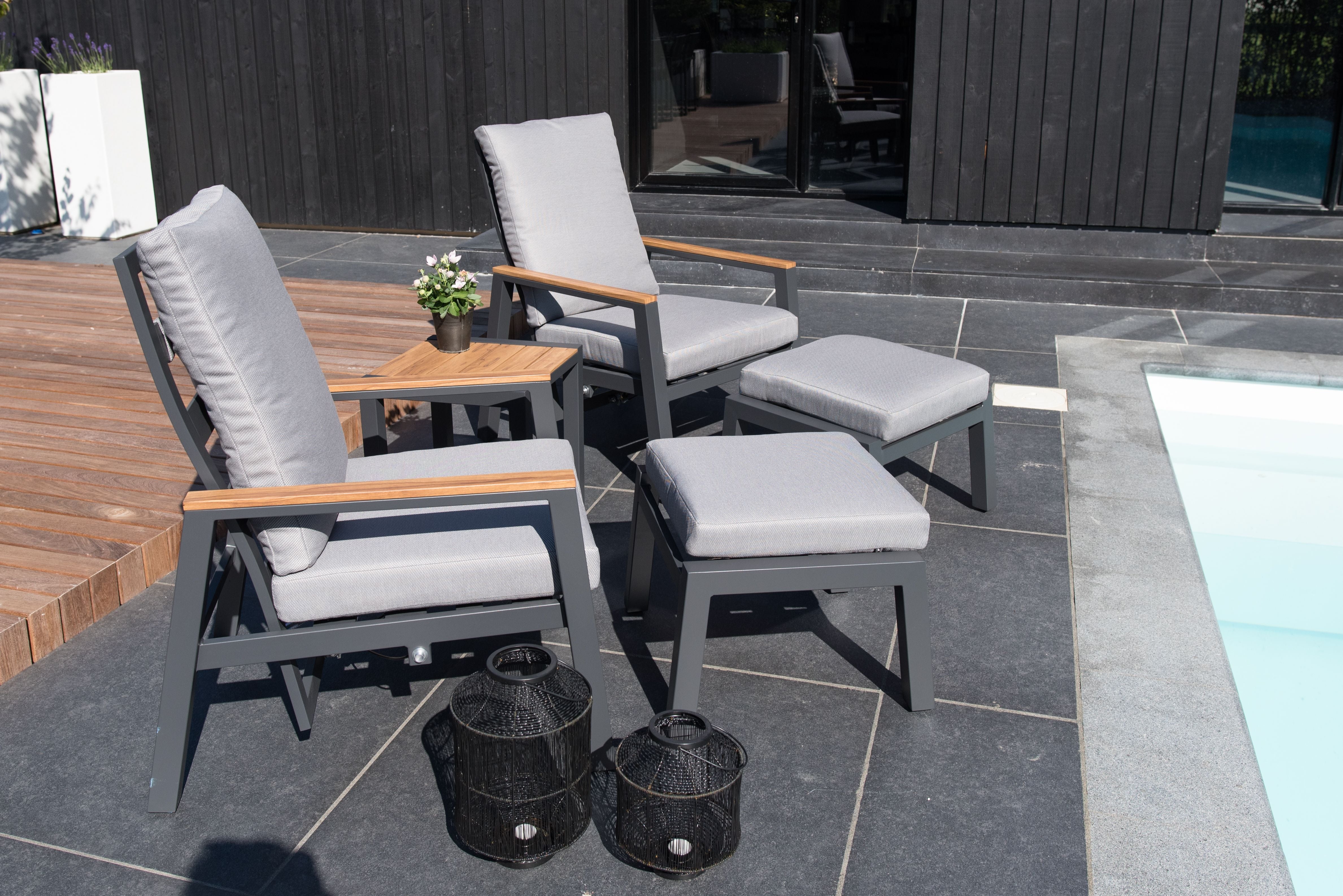 Duoset tuinstoelen met hocker Koda - Industrieelinhuis.nl