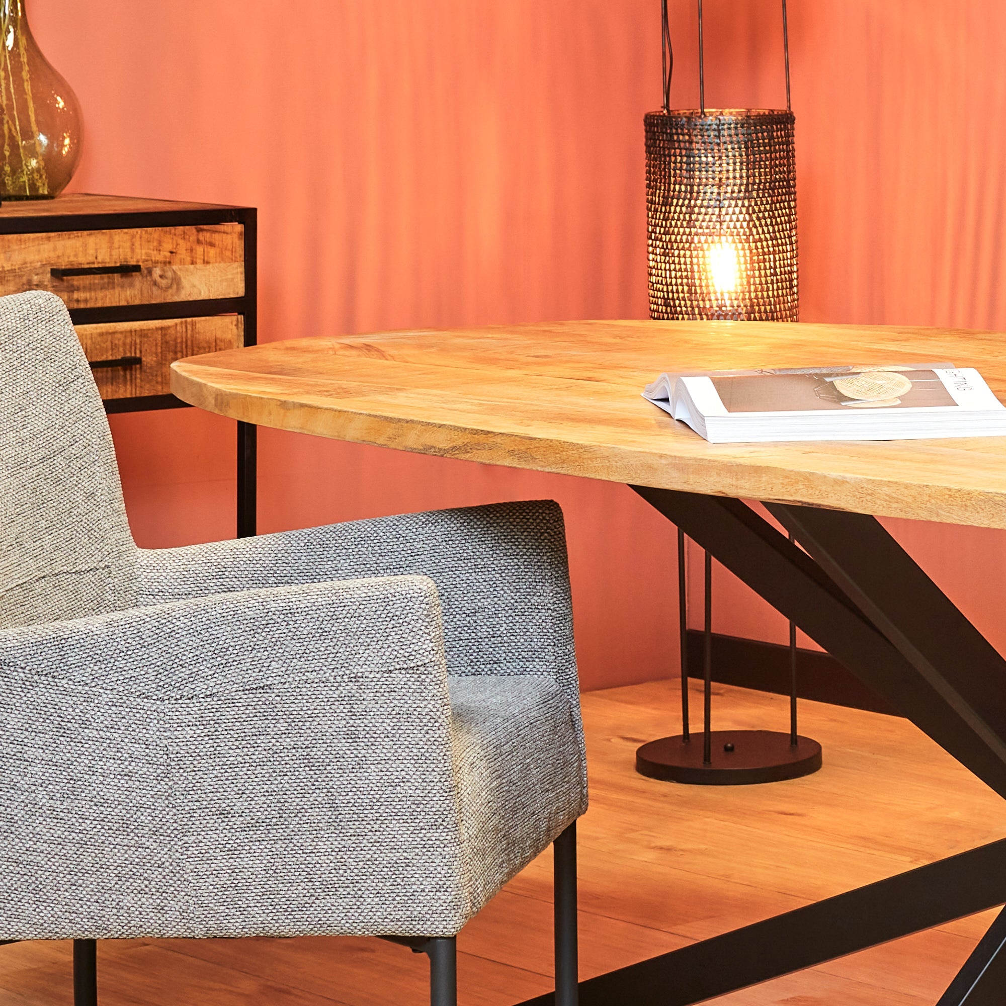 Eettafel Deen ovaal Elegance | Mangohout Staal | 240x110 cm