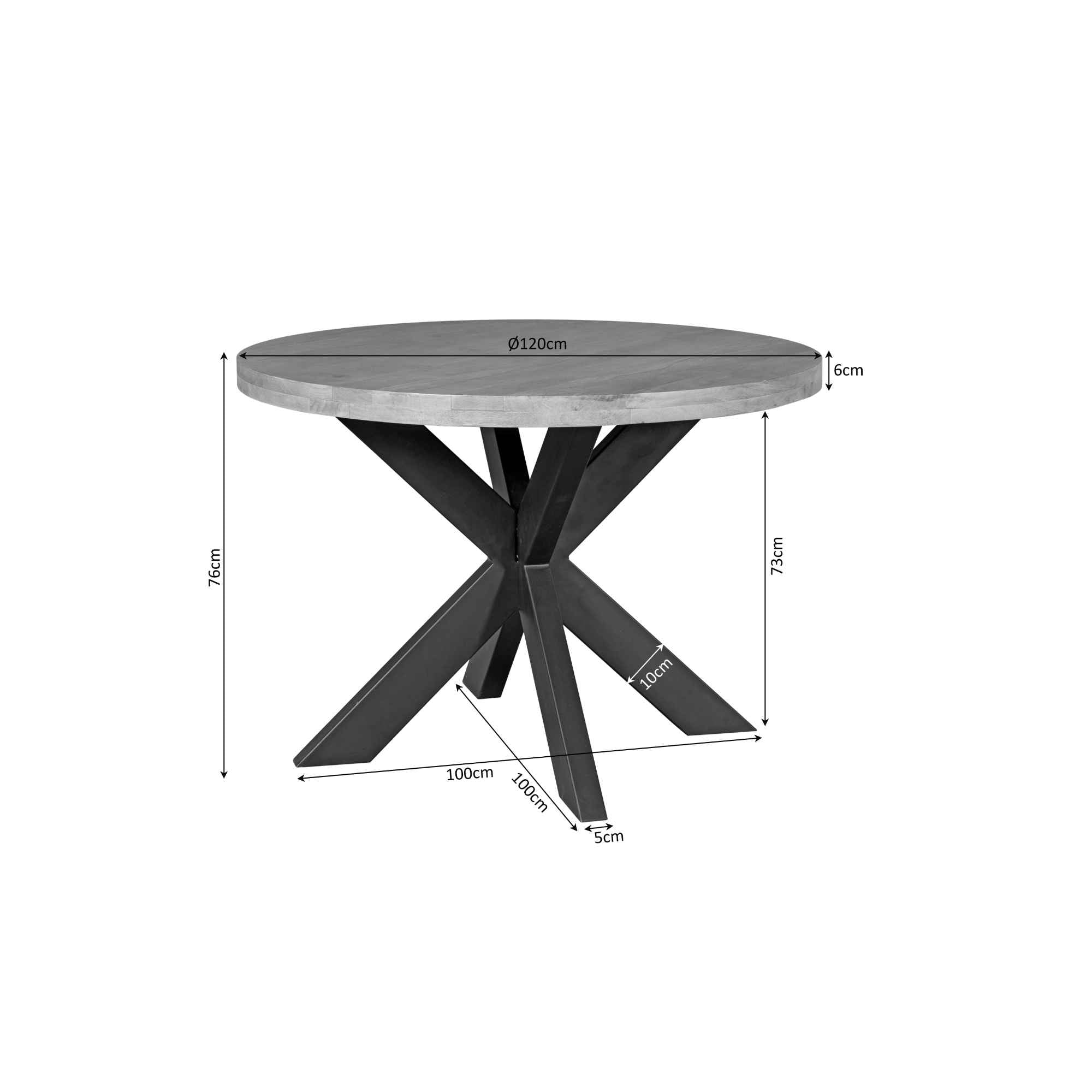 Eettafel Denver | Rond | Mangohout | 120 cm