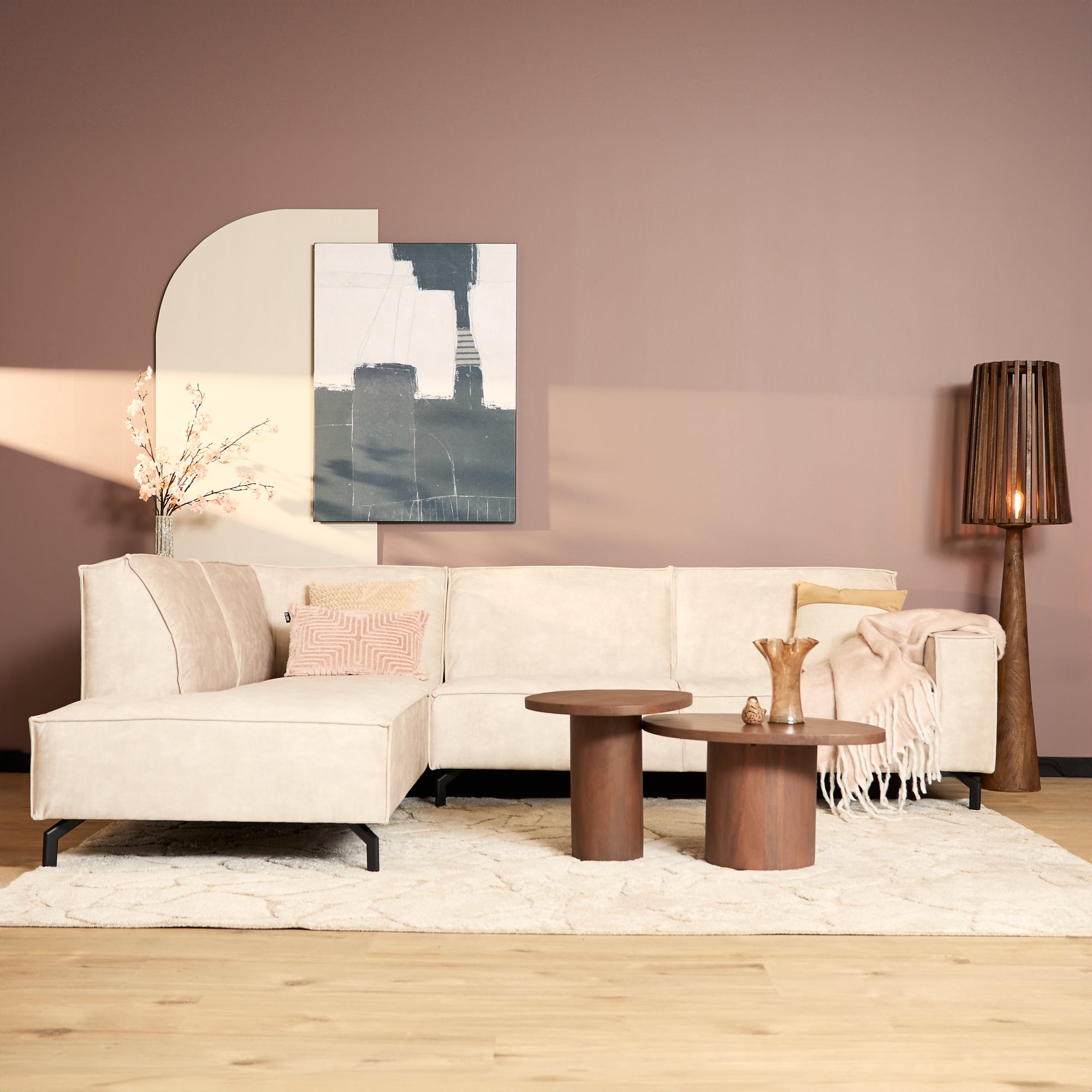 MySofa Floris | Divan Links + 2,5 zits | Velvet Beige - Industrieelinhuis.nl