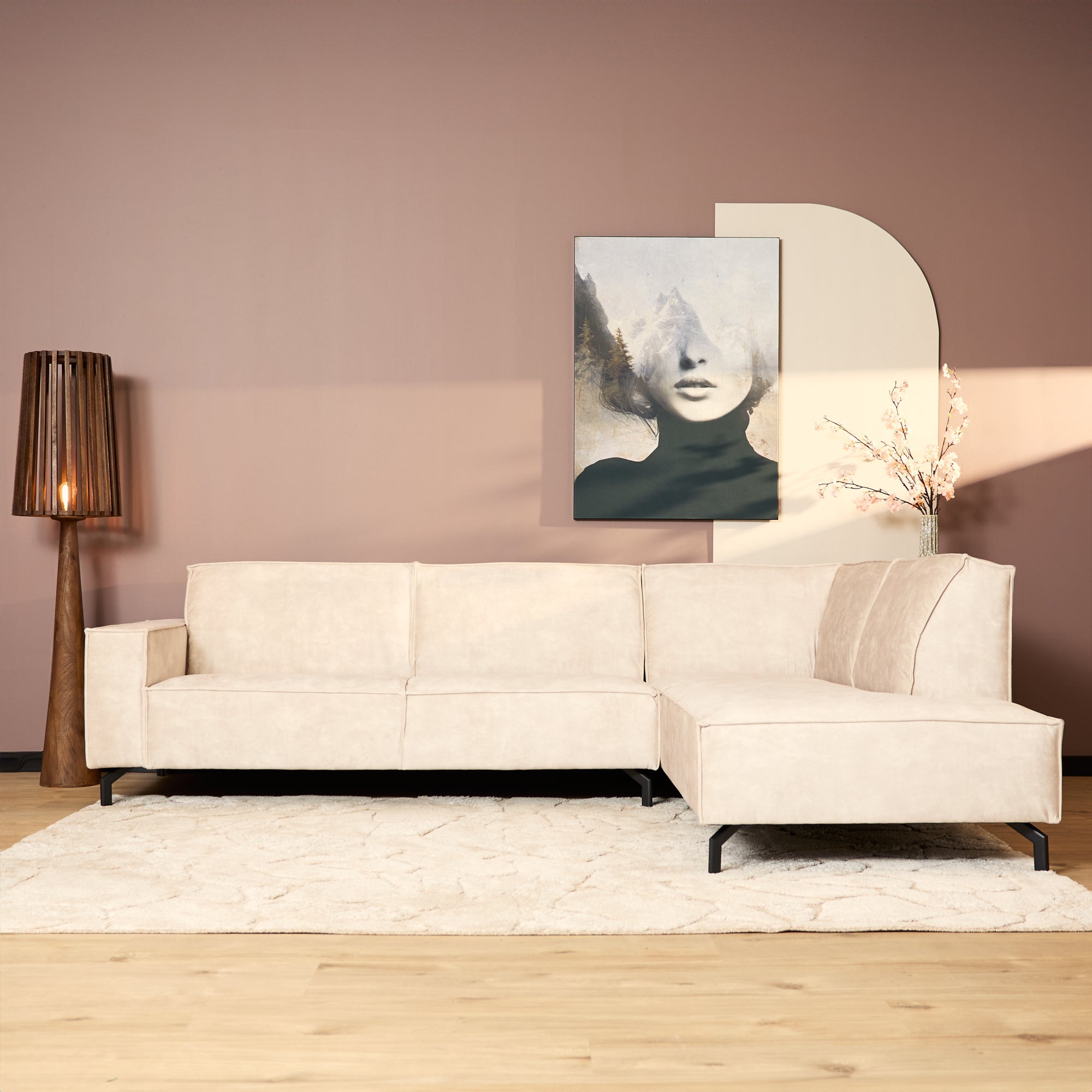 MySofa Floris| 2,5 zits + Divan Rechts | Velvet Beige - Industrieelinhuis.nl