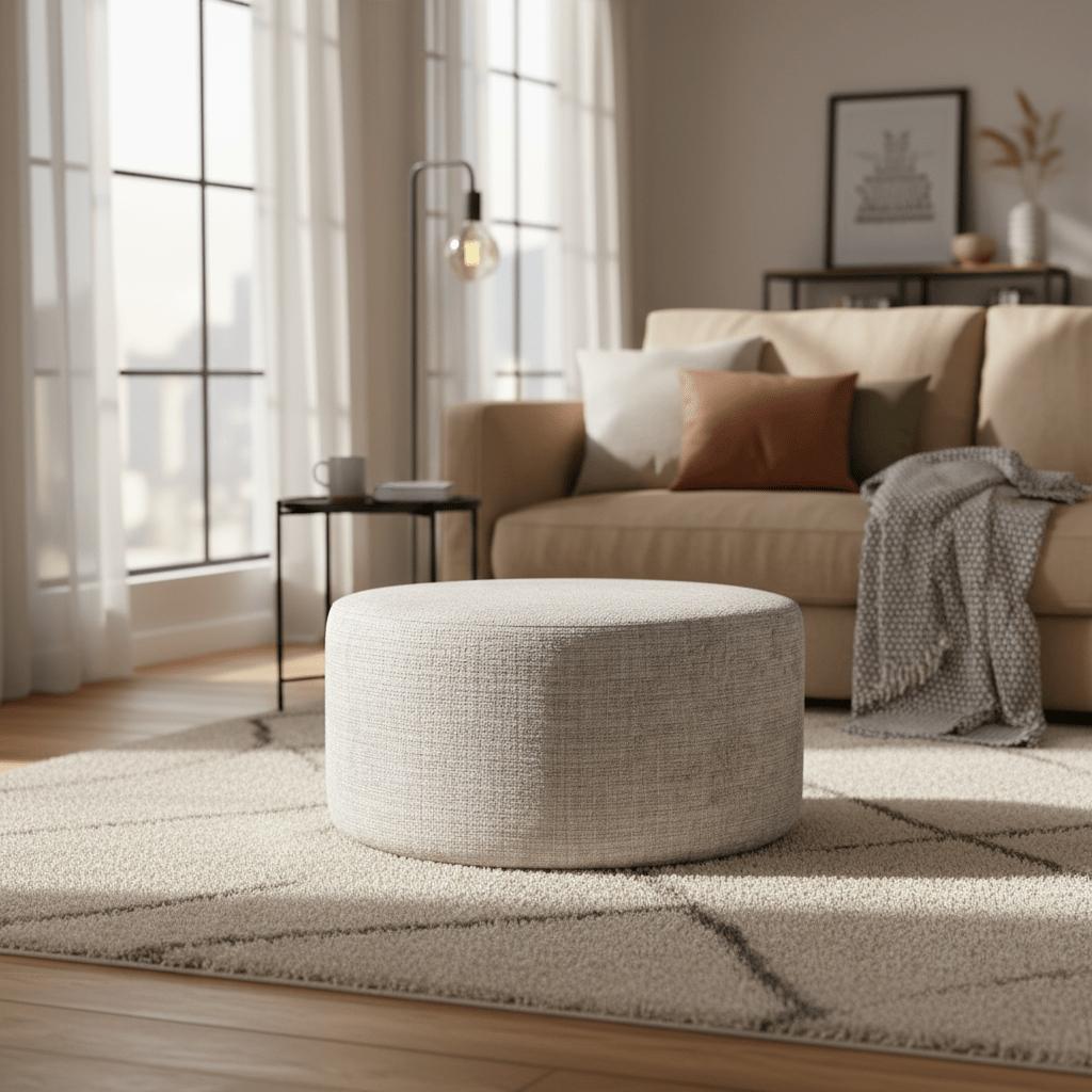 Hocker Rond Lichtbeige 80cm - Industrieelinhuis.nl