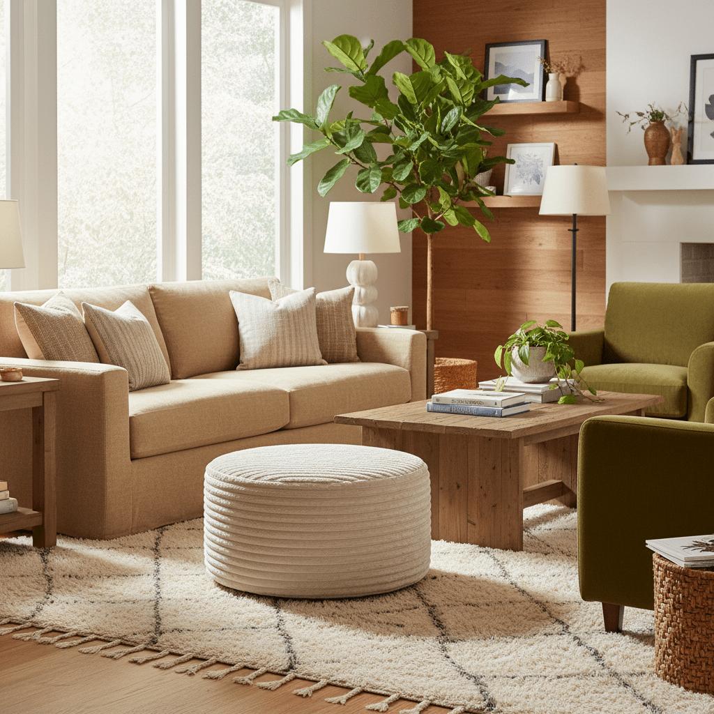 Hocker Rond Velvet Beige 80cm - Industrieelinhuis.nl