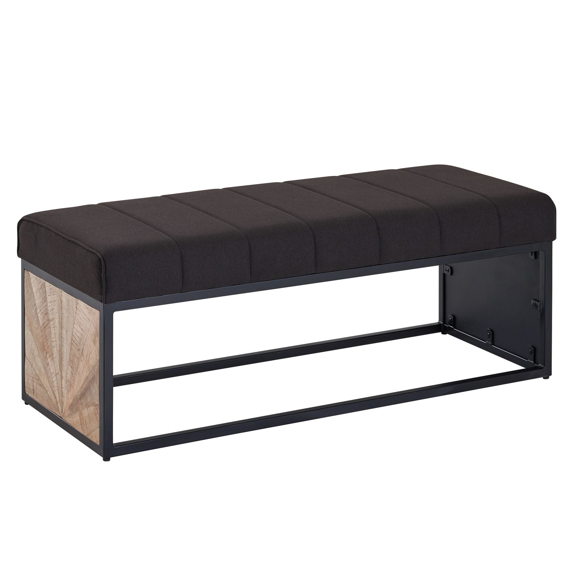 Halbankje zwart | 105 cm x 40 cm x 40 cm | stijlvol groef patroon