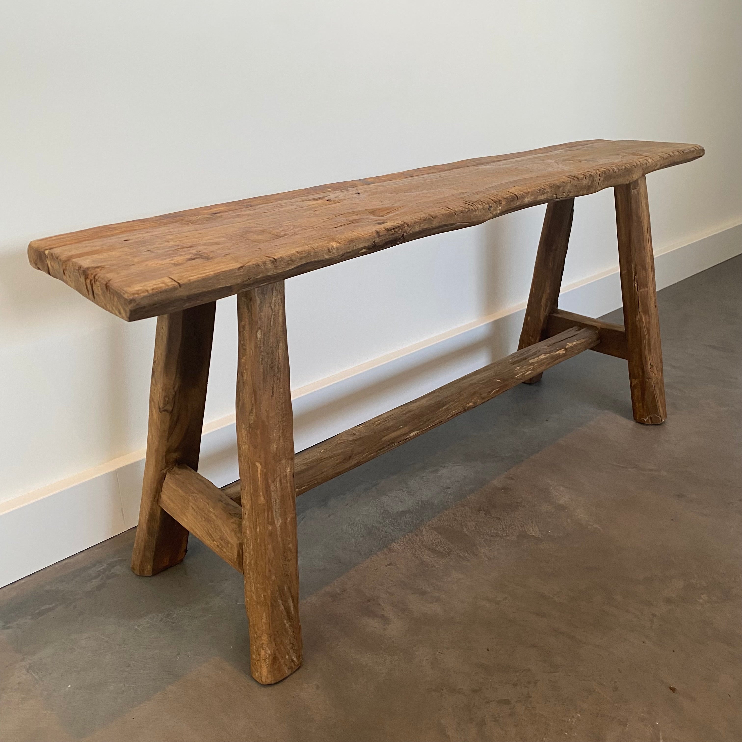 Teakhout bankje gerecycled hout decoratief industrieel | Teakhout | 90 -160 - Industrieelinhuis.nl