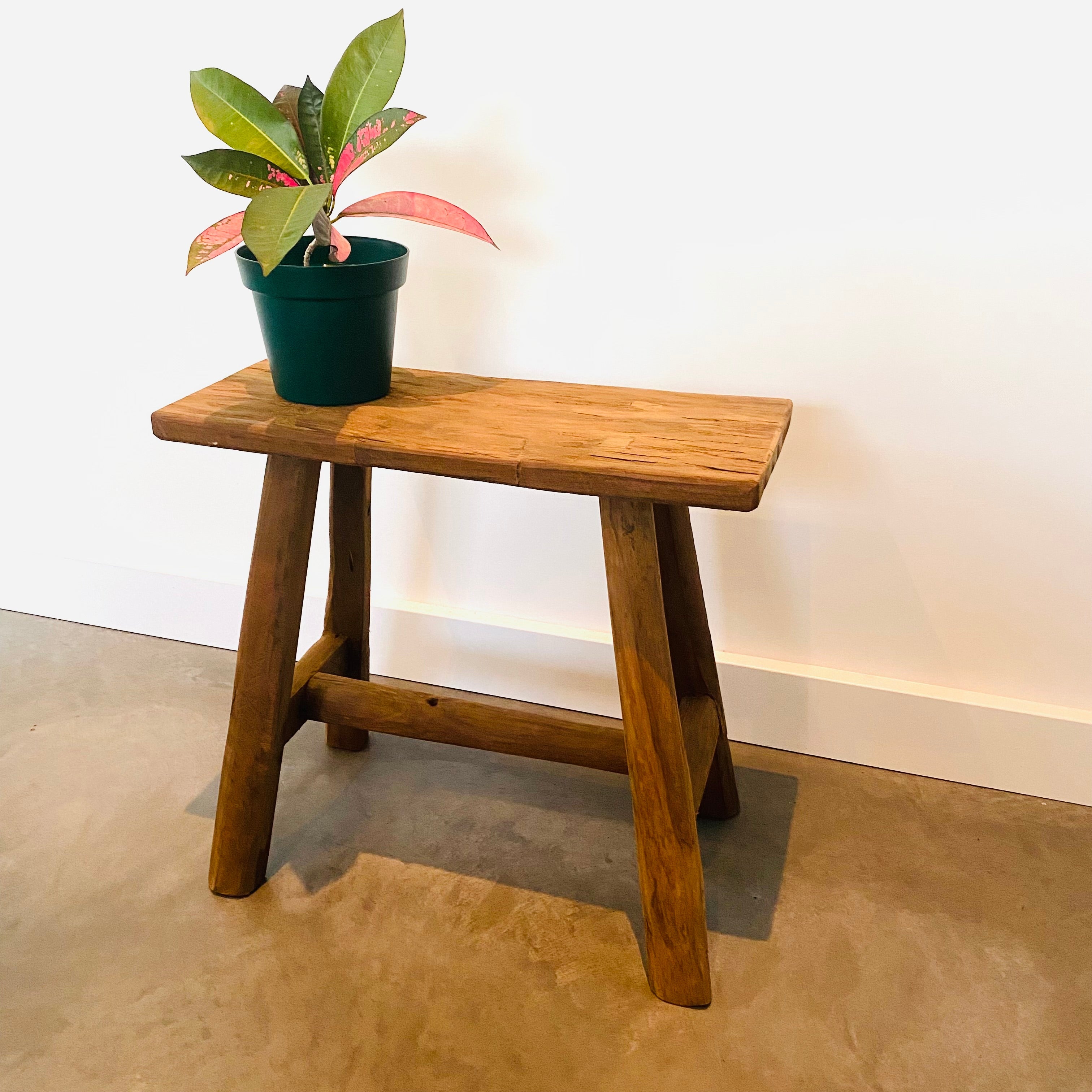 Teakhout bankje gerecycled hout decoratief industrieel | Teakhout | 90 -160 - Industrieelinhuis.nl