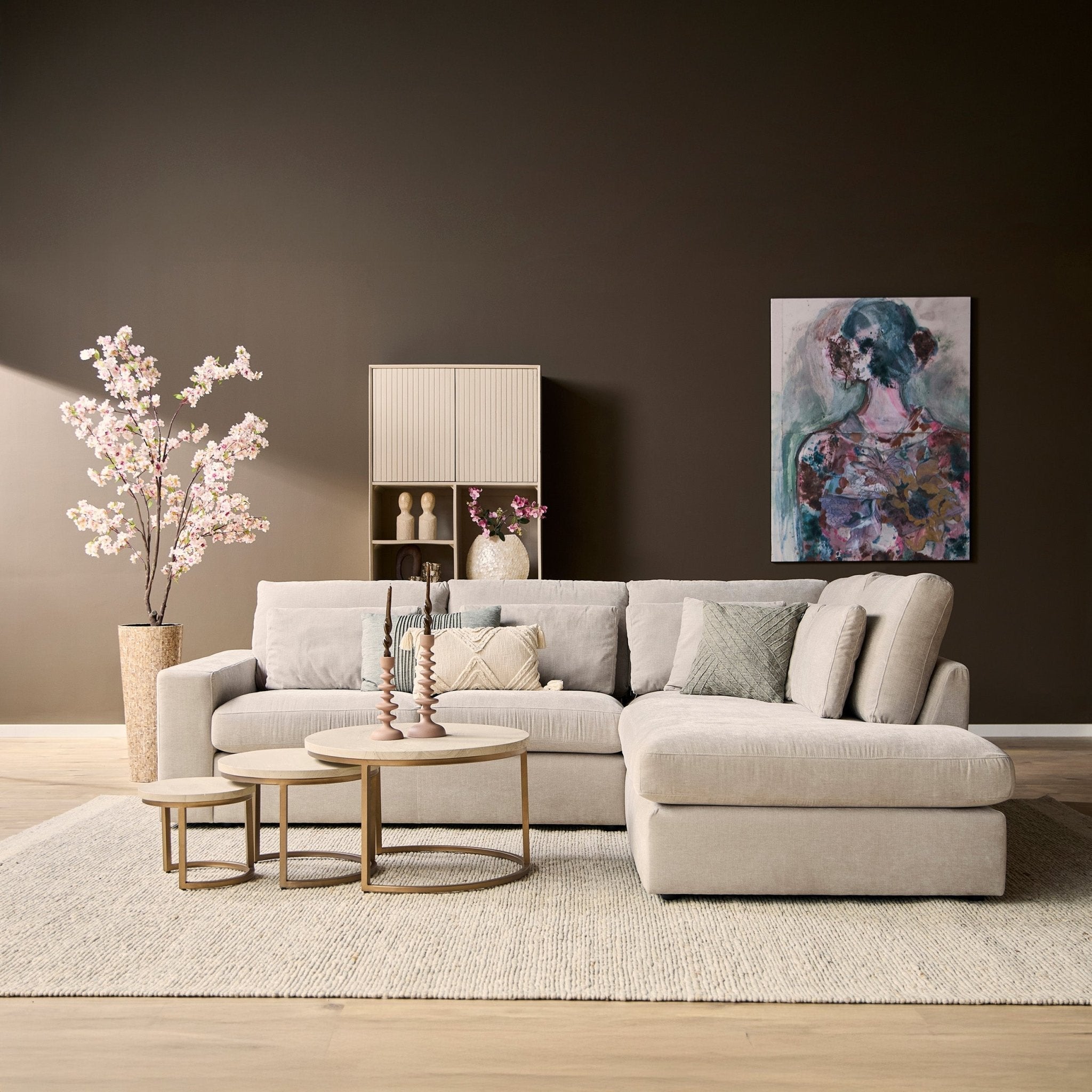 MySofa Jesse | 2,5 zits + Ottomane Rechts | Beige - Industrieelinhuis.nl