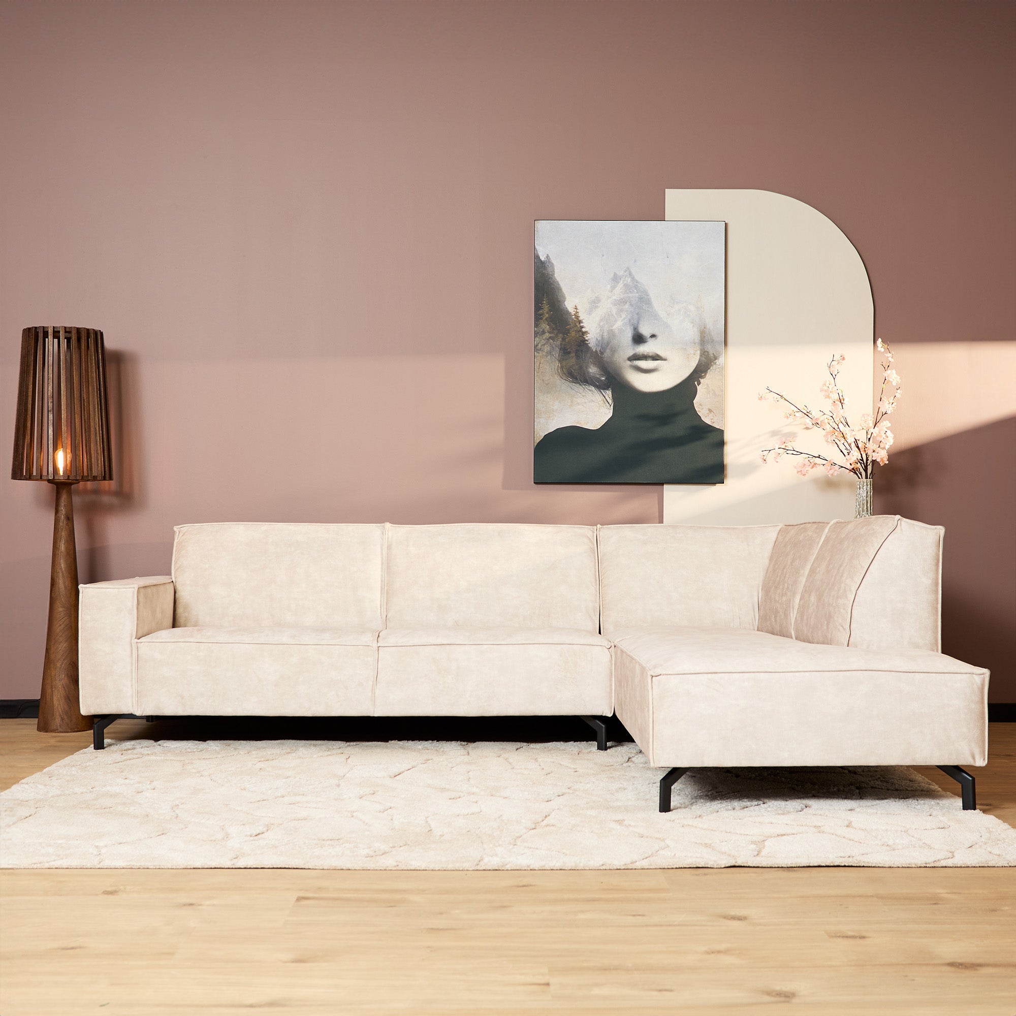 MySofa Floris| 2,5 zits + Divan Rechts | Velvet Beige - Industrieelinhuis.nl