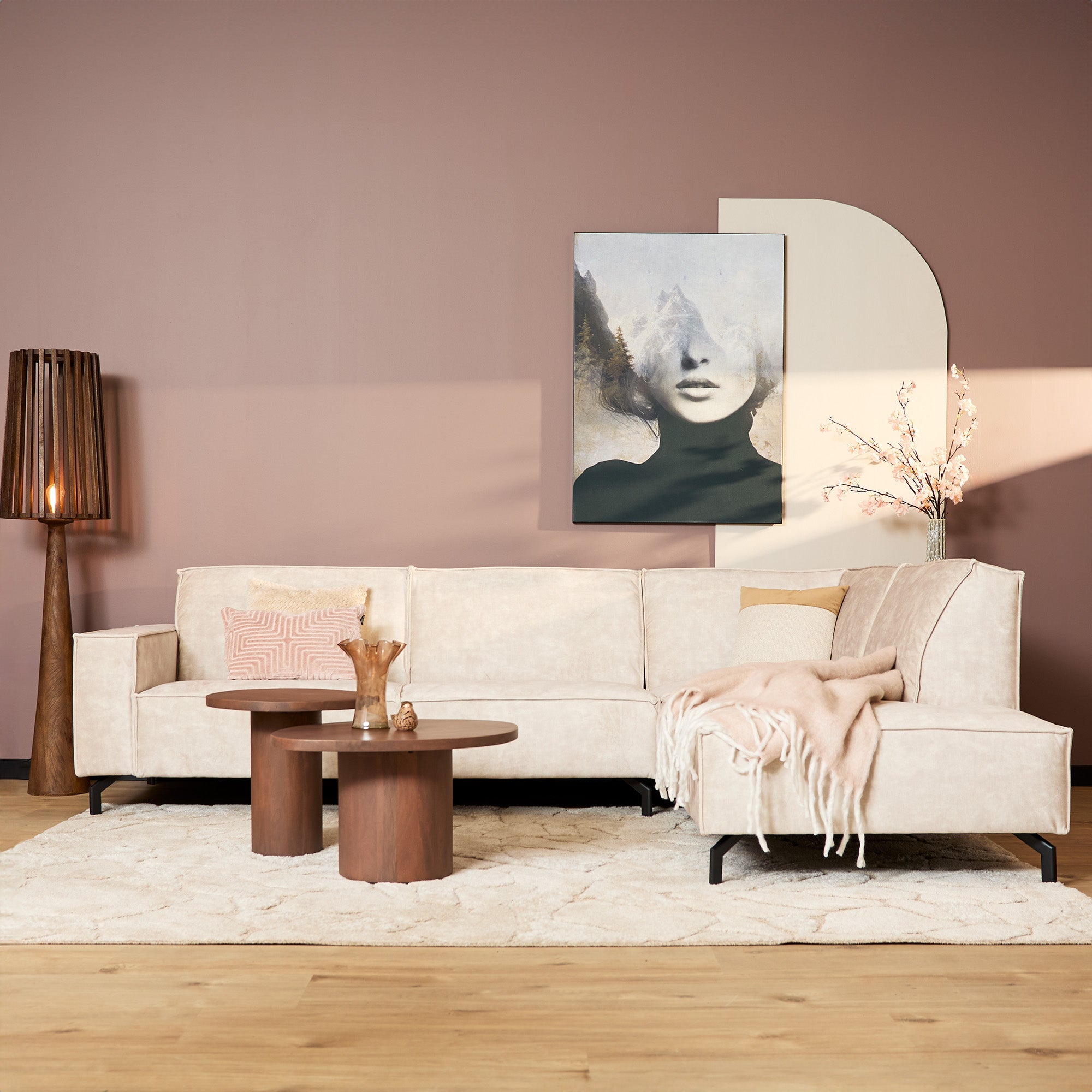 MySofa Floris| 2,5 zits + Divan Rechts | Velvet Beige - Industrieelinhuis.nl