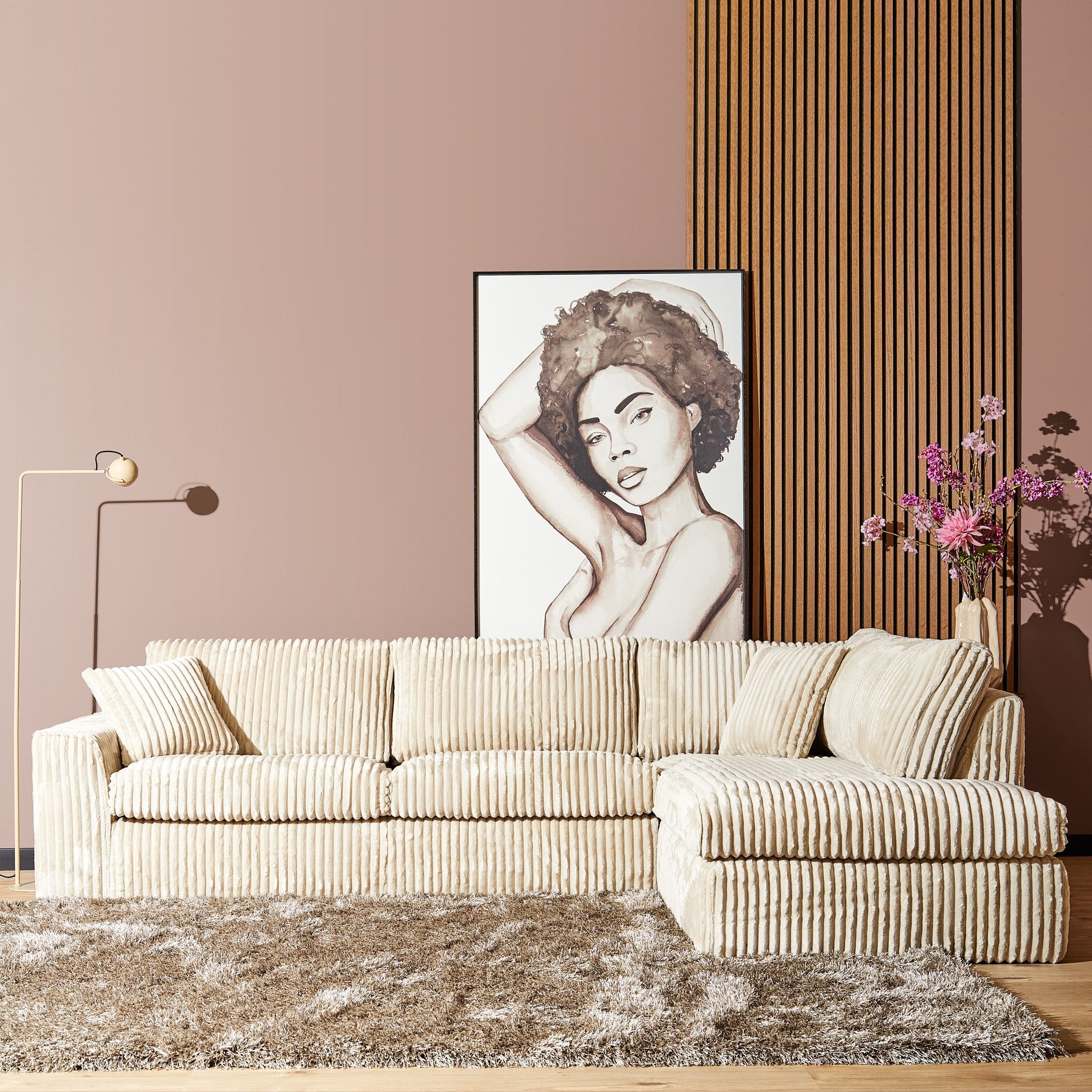 MySofa Teddy | 2,5 zits + Divan Rechts | Beige - Industrieelinhuis.nl