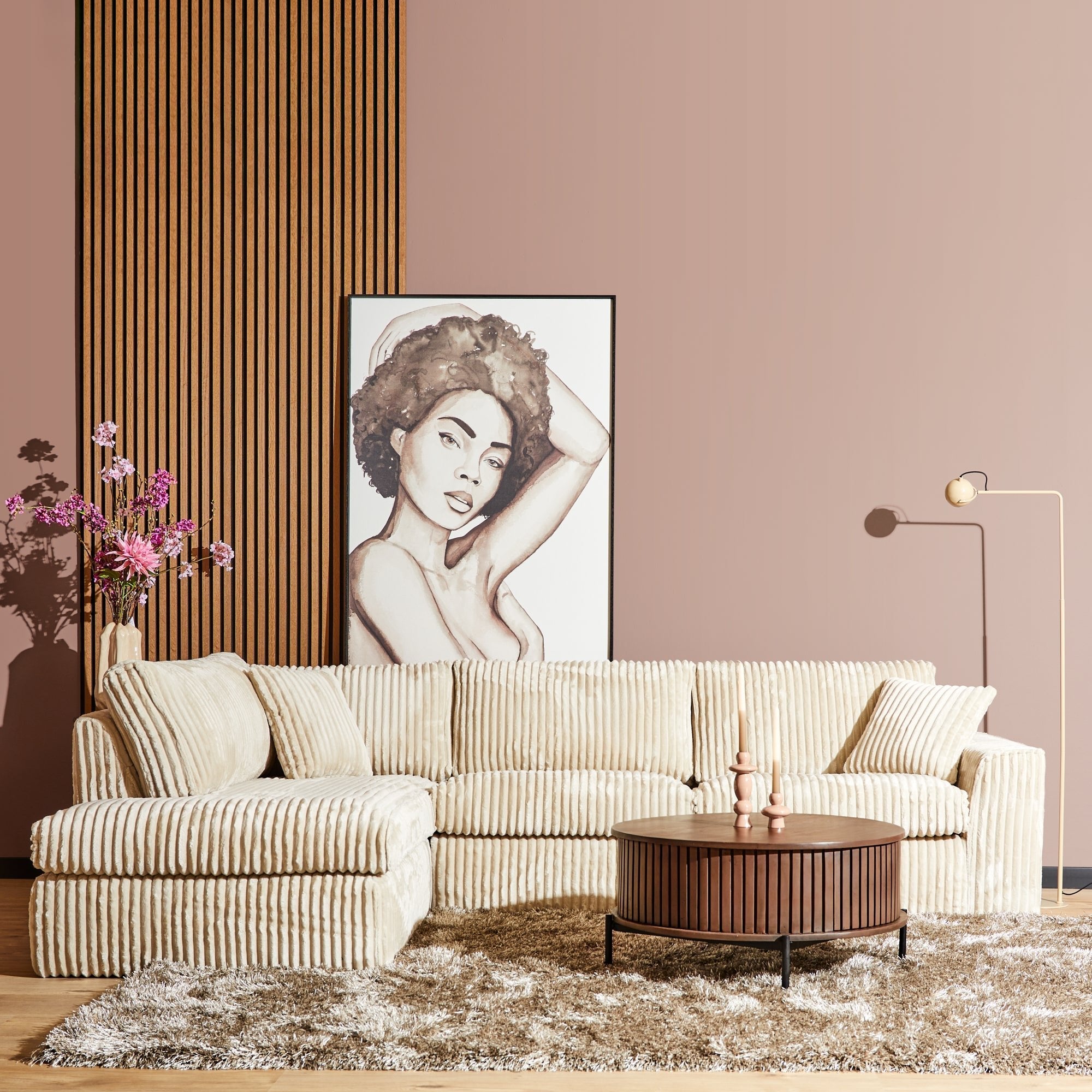MySofa Teddy | Divan Links + 2,5 zits | Beige - Industrieelinhuis.nl