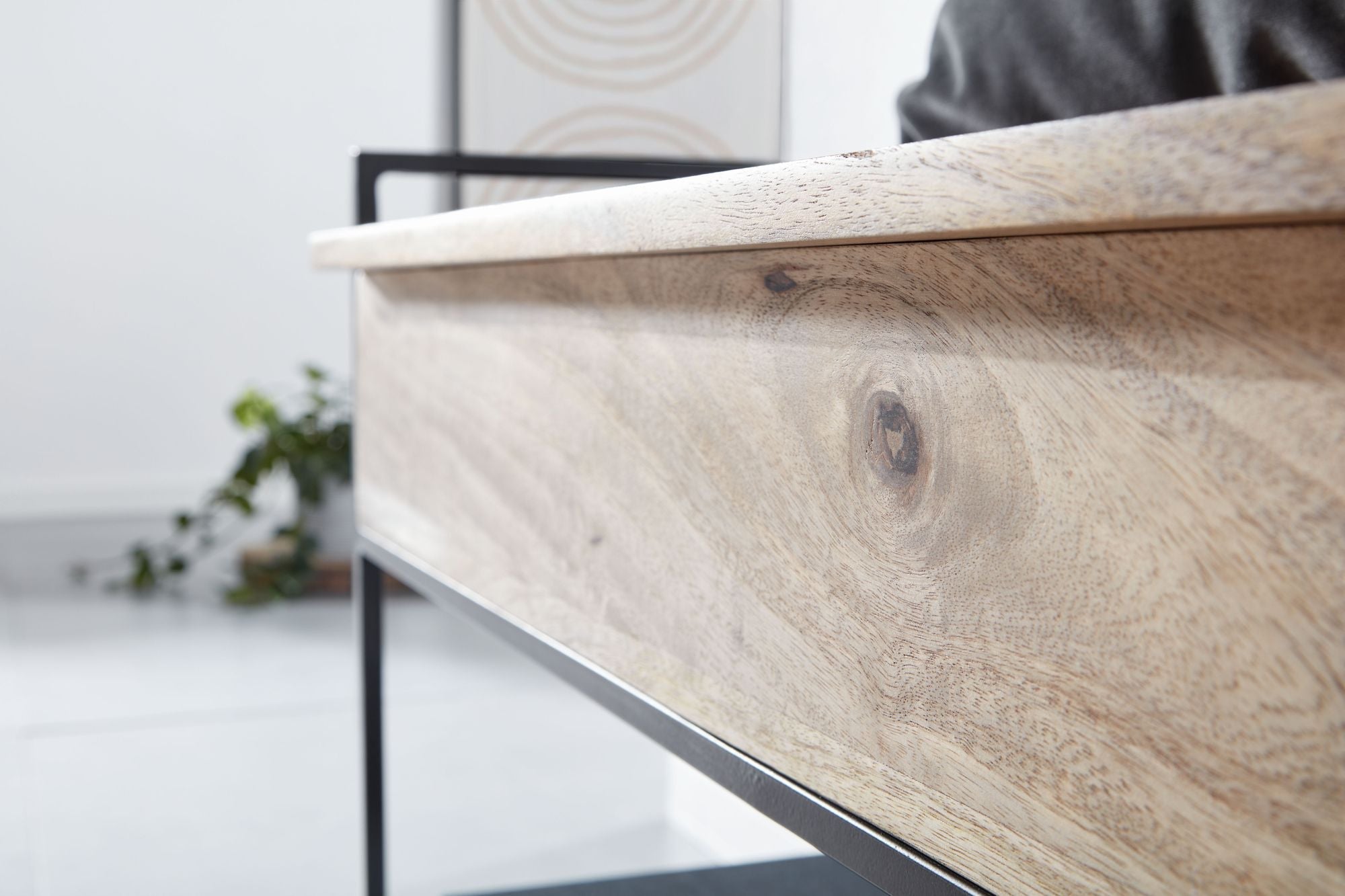 Opbergbank met opbergruimte | 90 x 52 x 38 cm | massief mangohout