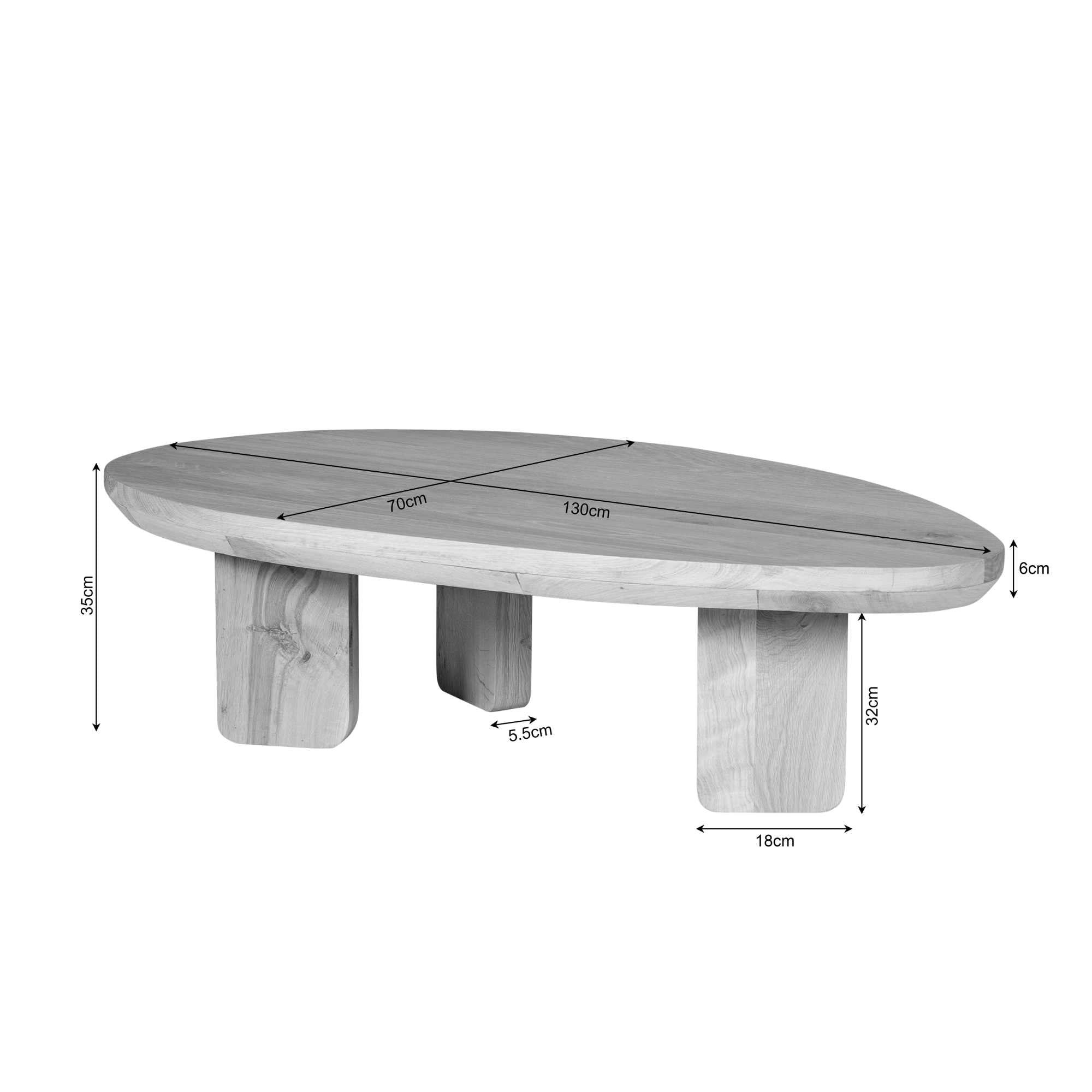Organische Salontafel Zillah Naturel