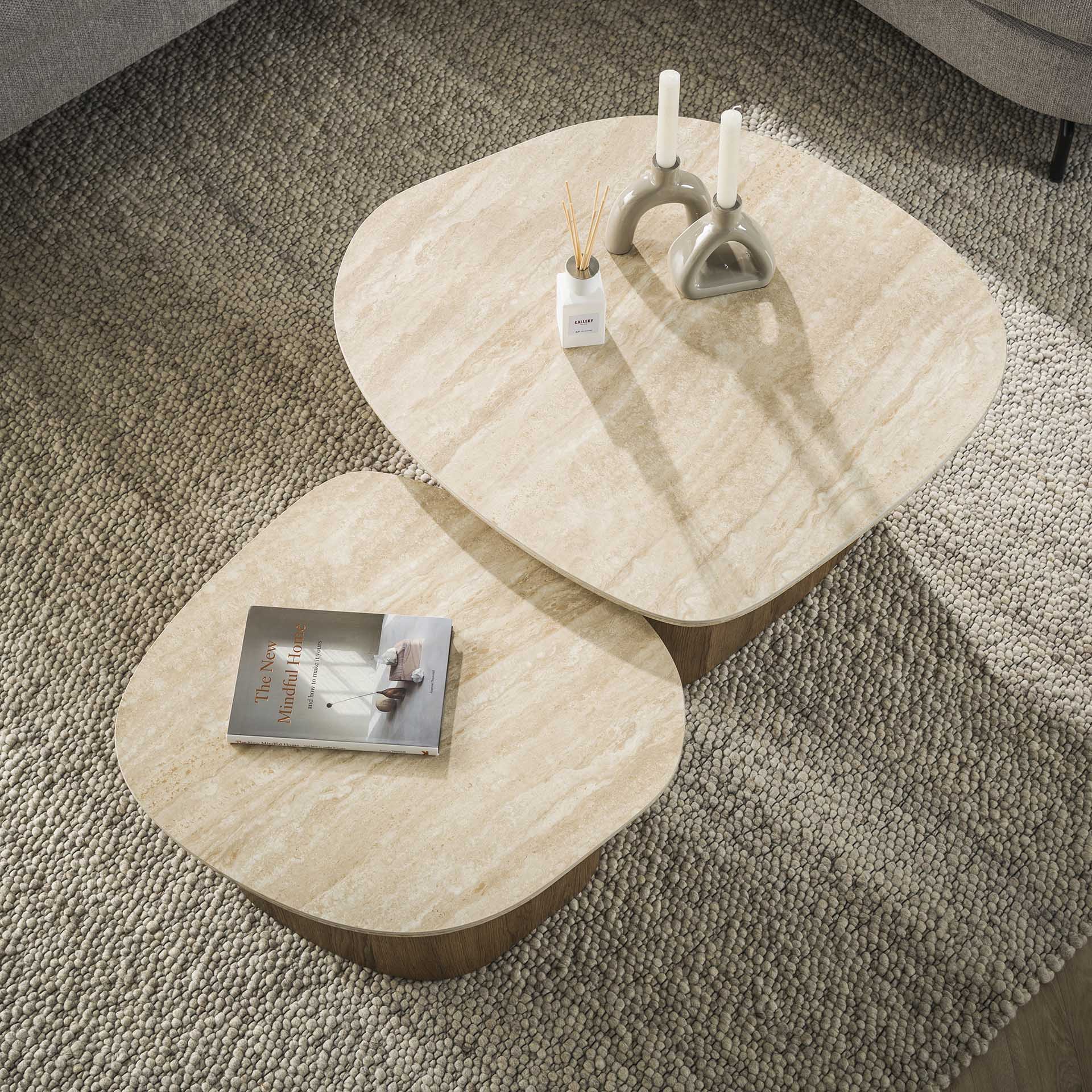 Organische Salontafel set 2 Levi Kiezel | organische salontafel