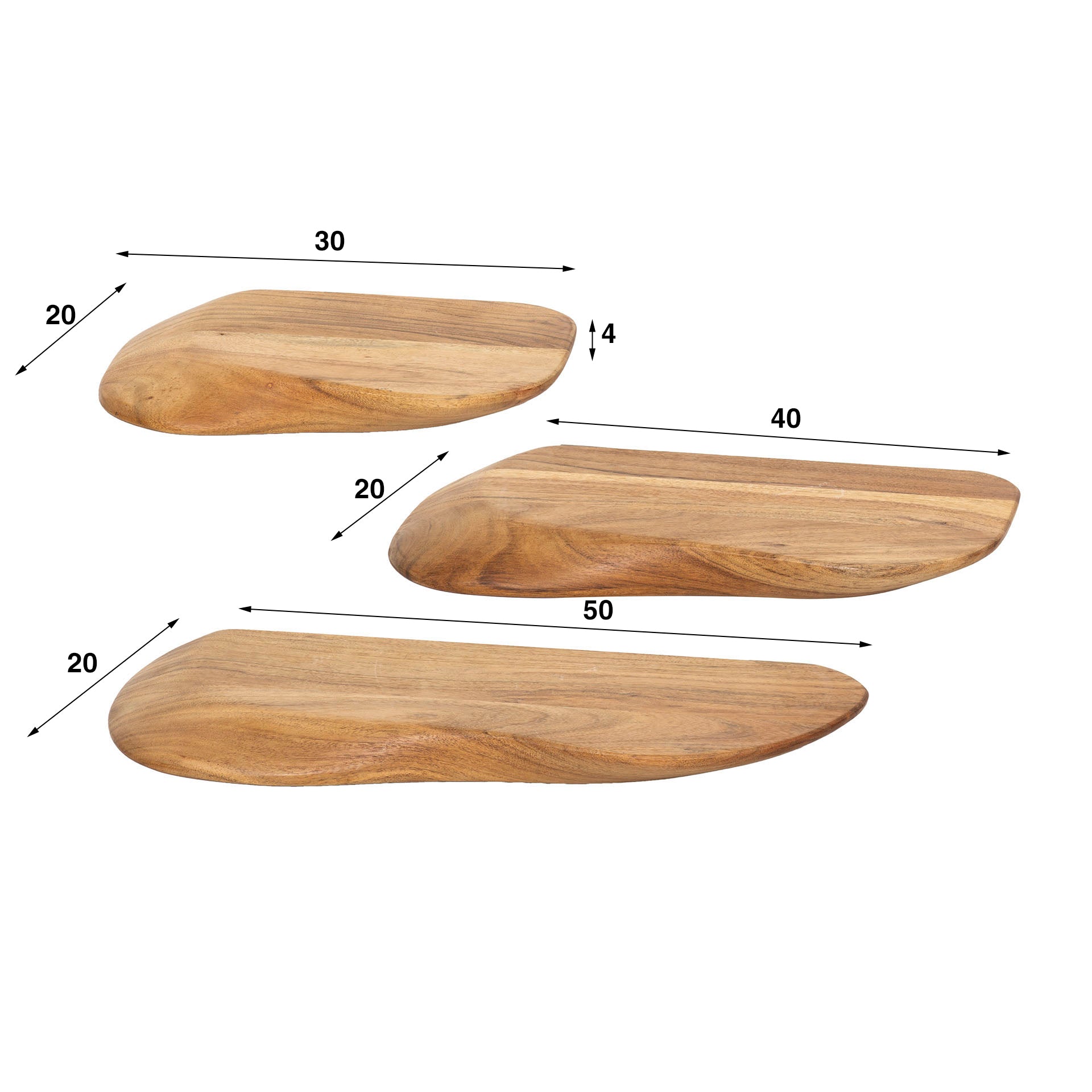 Organische Wandplank Set van 3 | zwevend