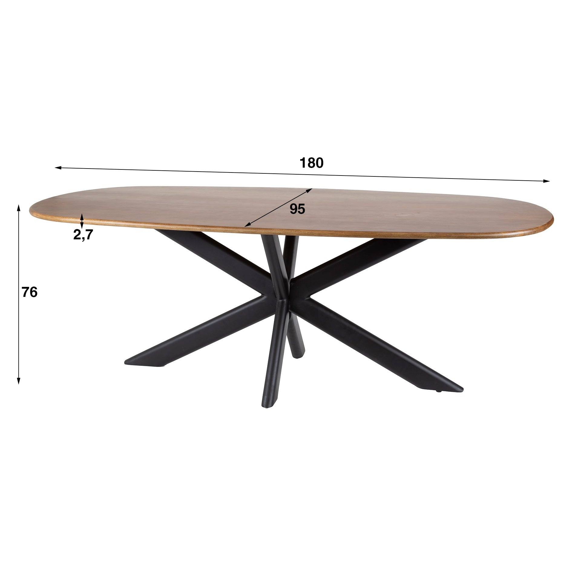 Organische eetkamertafel Cleo 180 cm