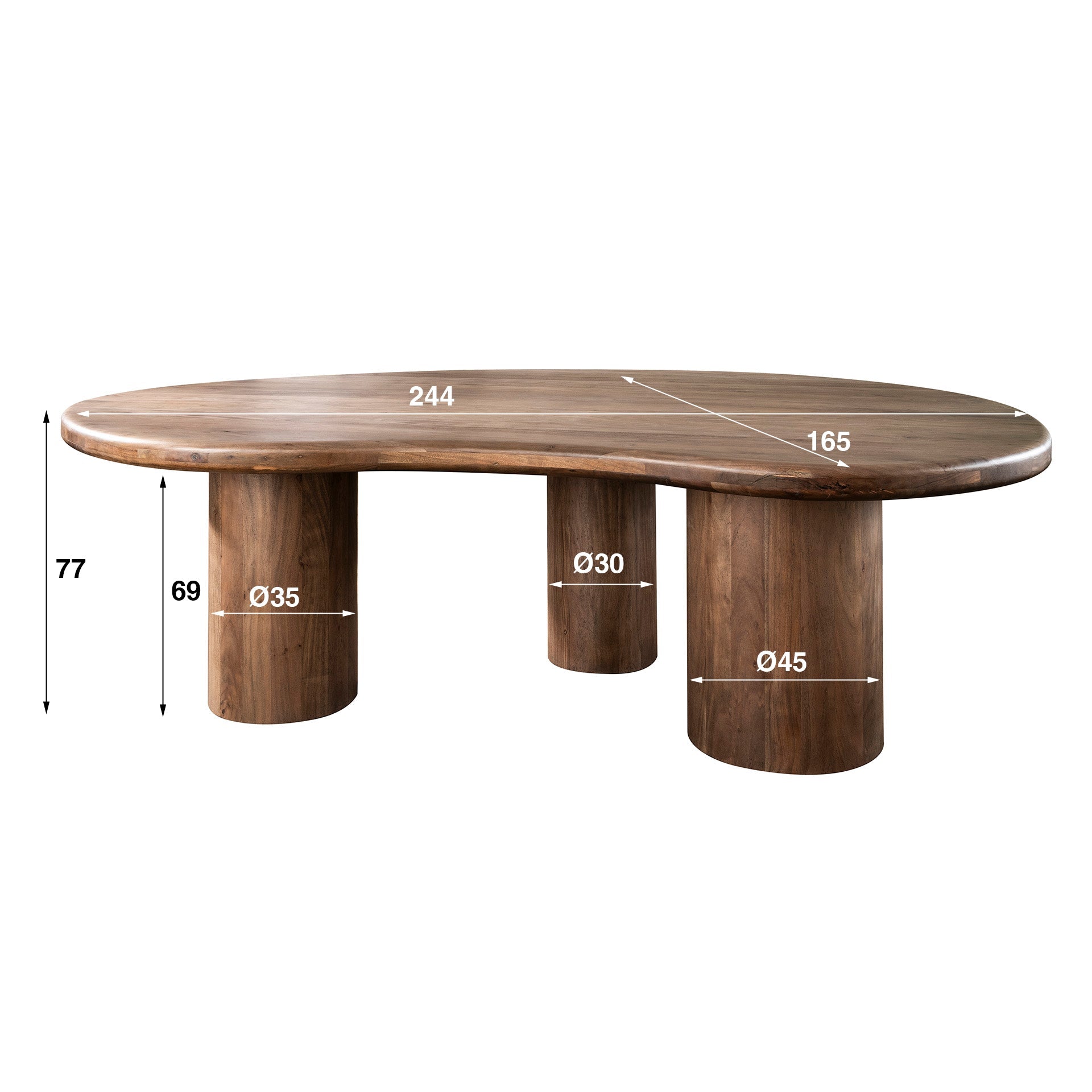 Organische eetkamertafel Form Walnoot
