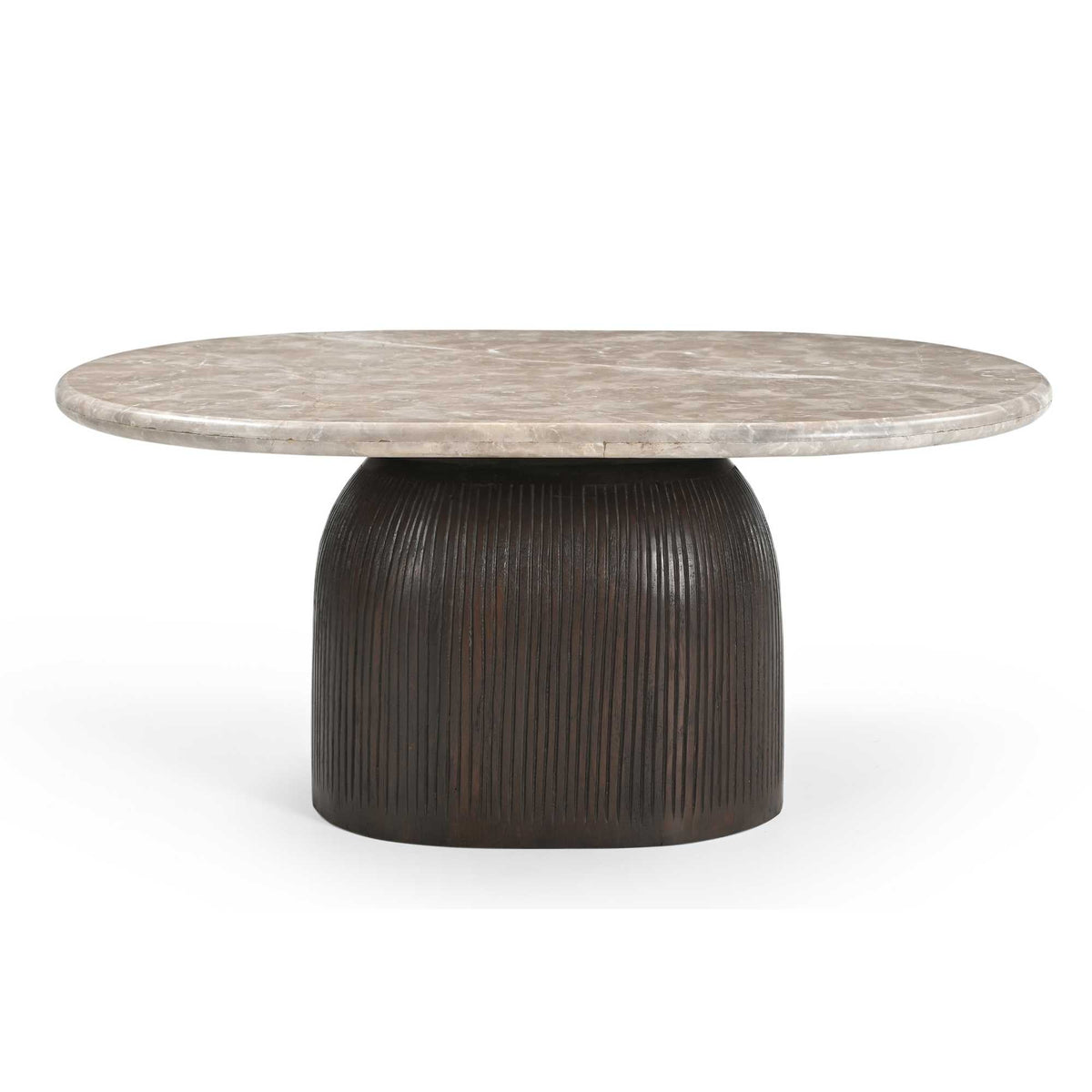 Ovale Salontafel Noel | 40 cm hoog | mangohout en marmer