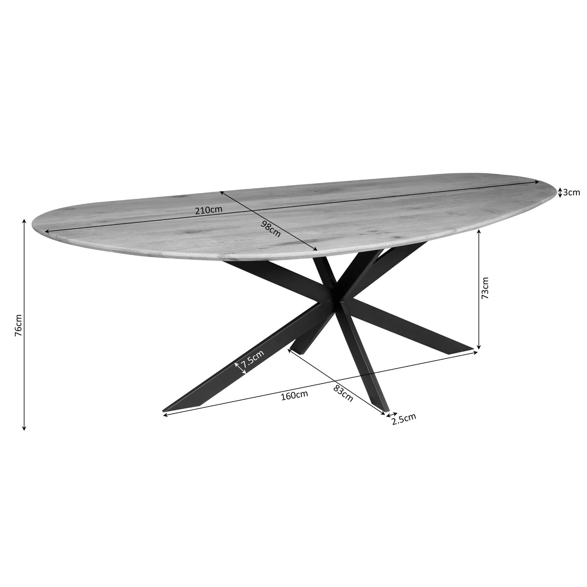 Eettafel Cloud | 210 cm | Eiken | Brown - Industrieelinhuis.nl