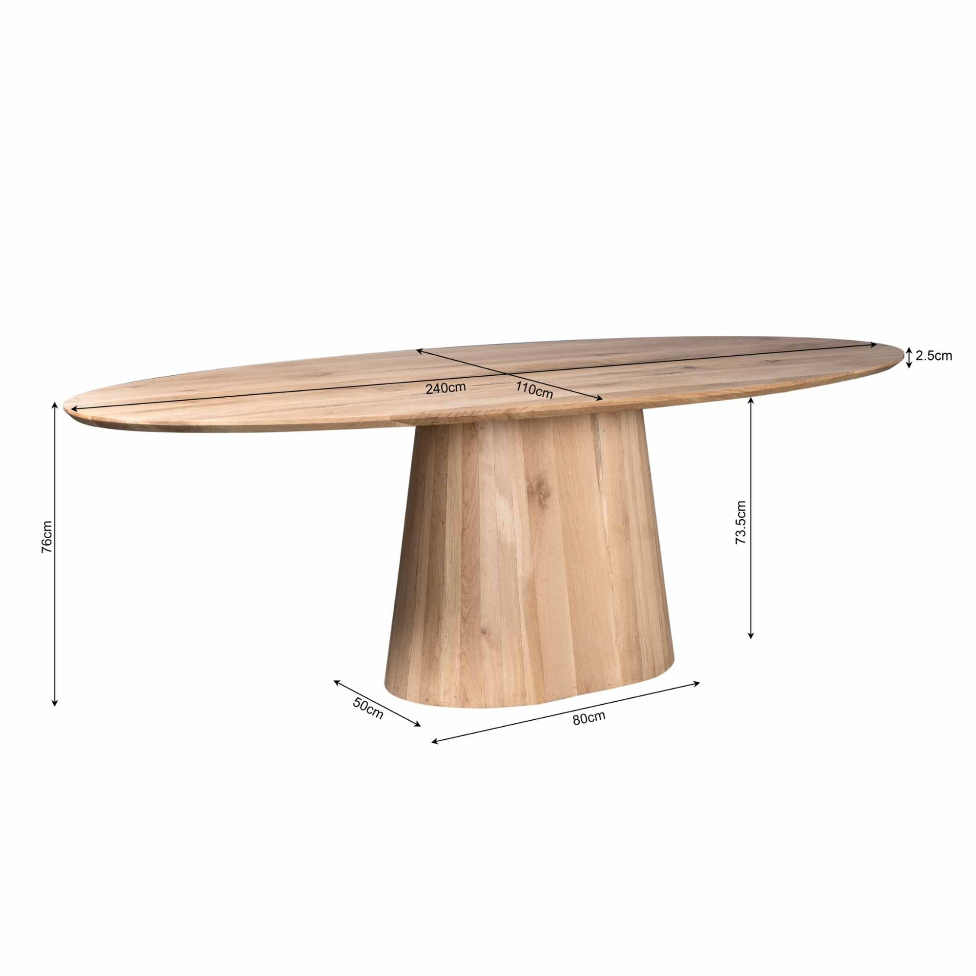 Eettafel Riga | 240 cm | Naturel Eiken - Industrieelinhuis.nl