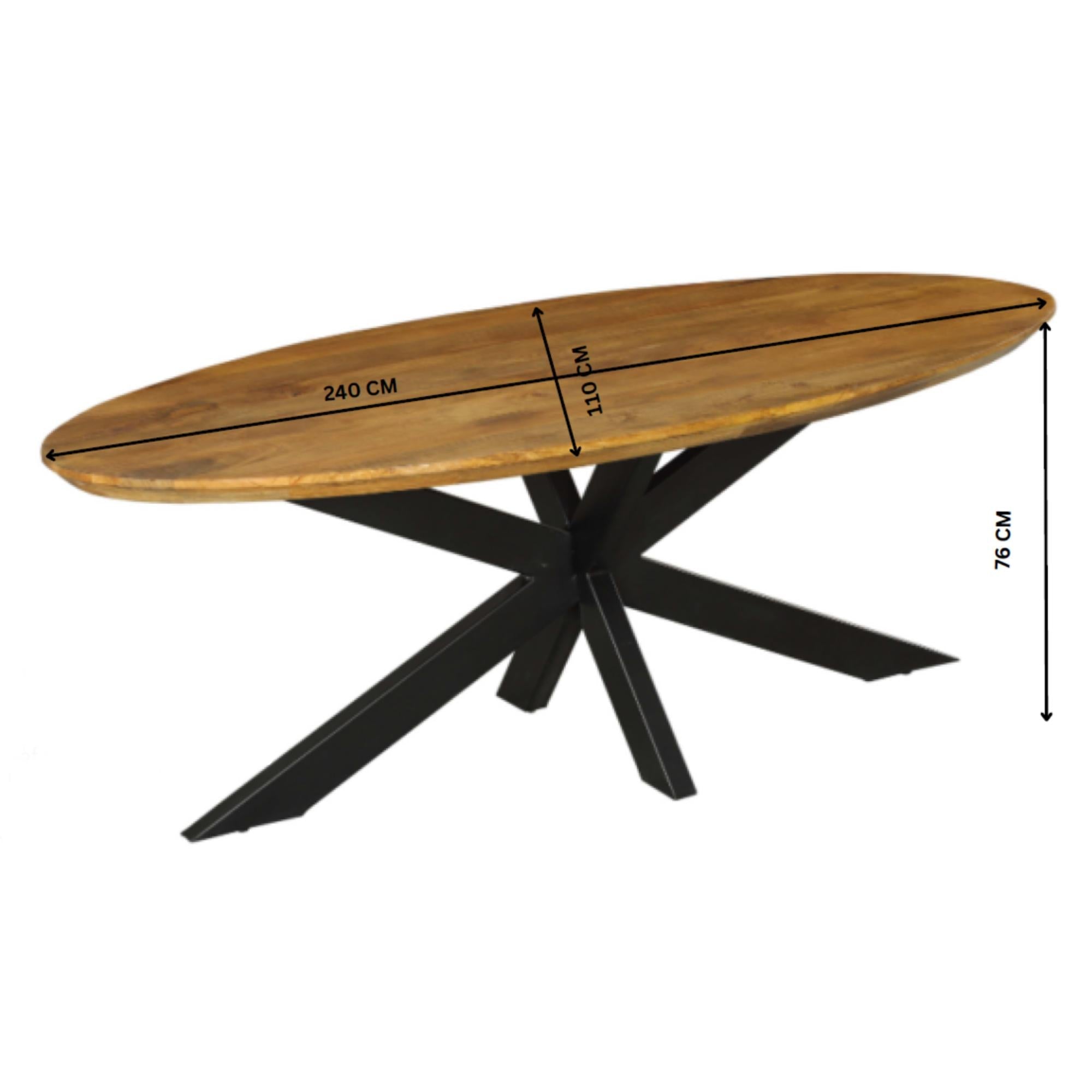 Eettafel Brandy | 240 cm | Ovaal - Industrieelinhuis.nl