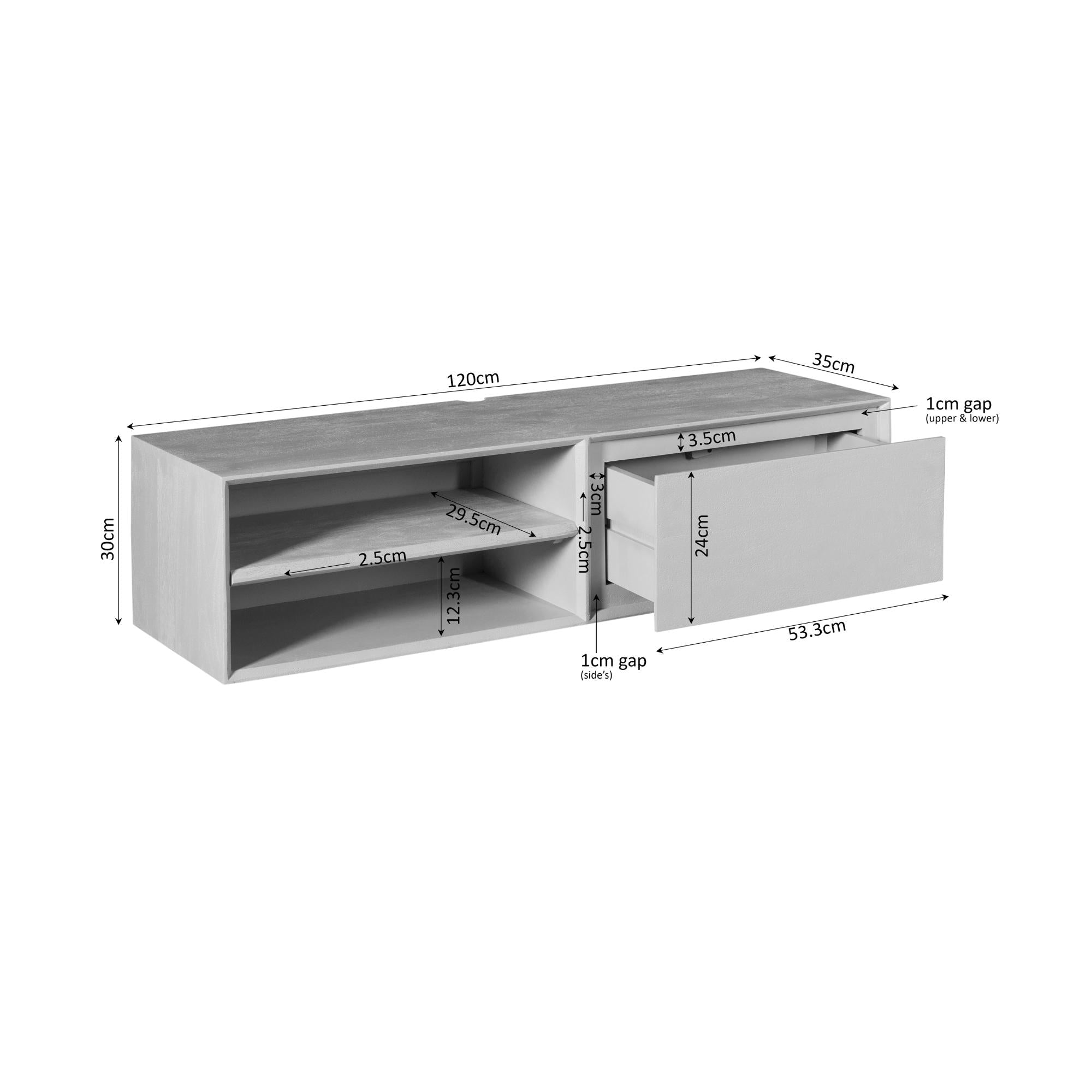 Zwevend tv meubel Ambiance Brown | 120 cm - Industrieelinhuis.nl