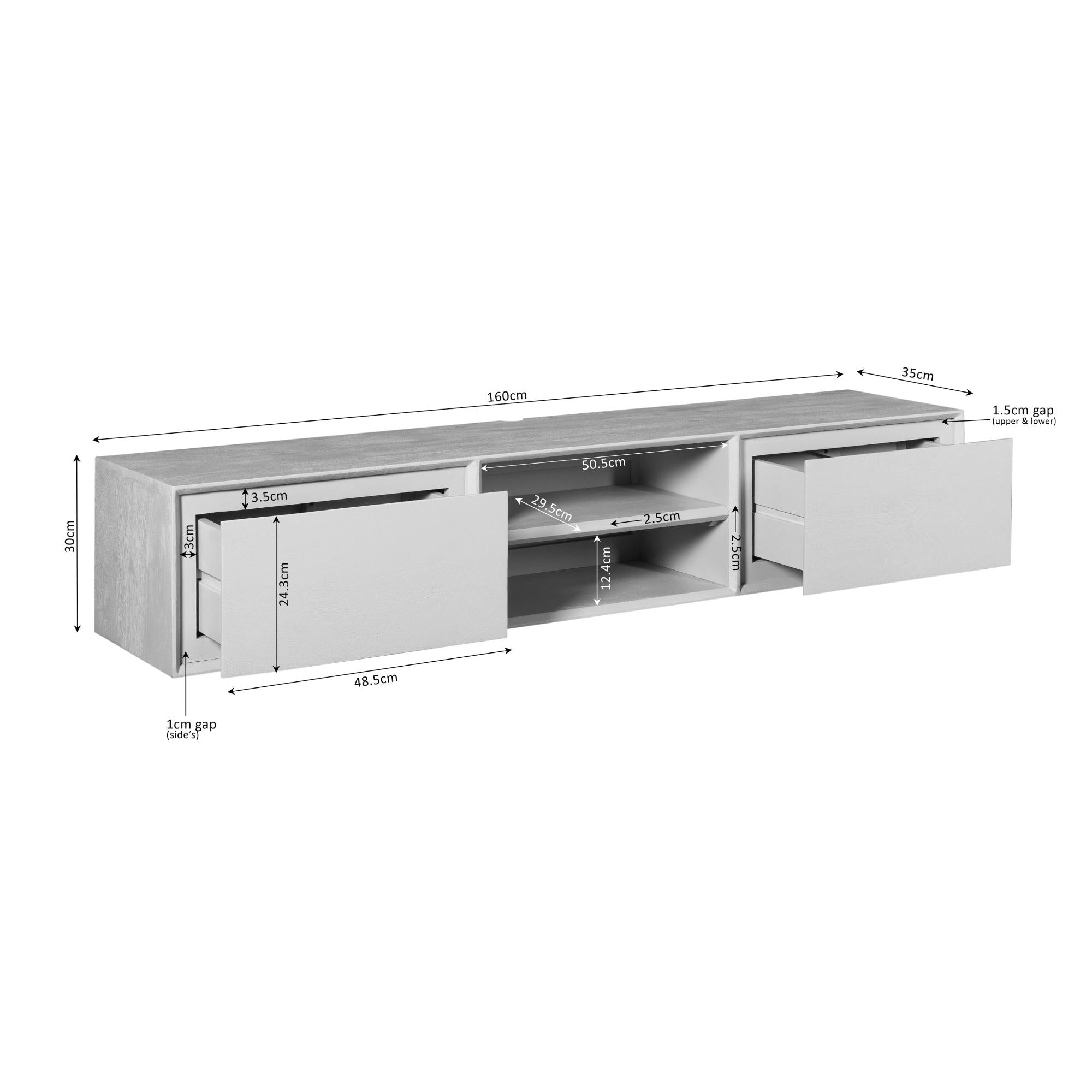 Zwevend tv meubel Ambiance Sand | 160 cm - Industrieelinhuis.nl
