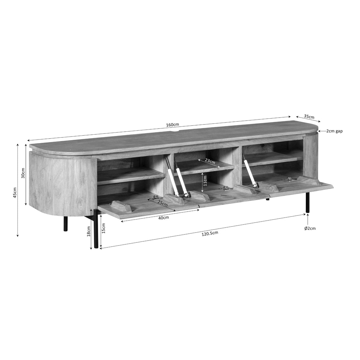 Tv meubel Excellent Naturel | 160 cm - Industrieelinhuis.nl