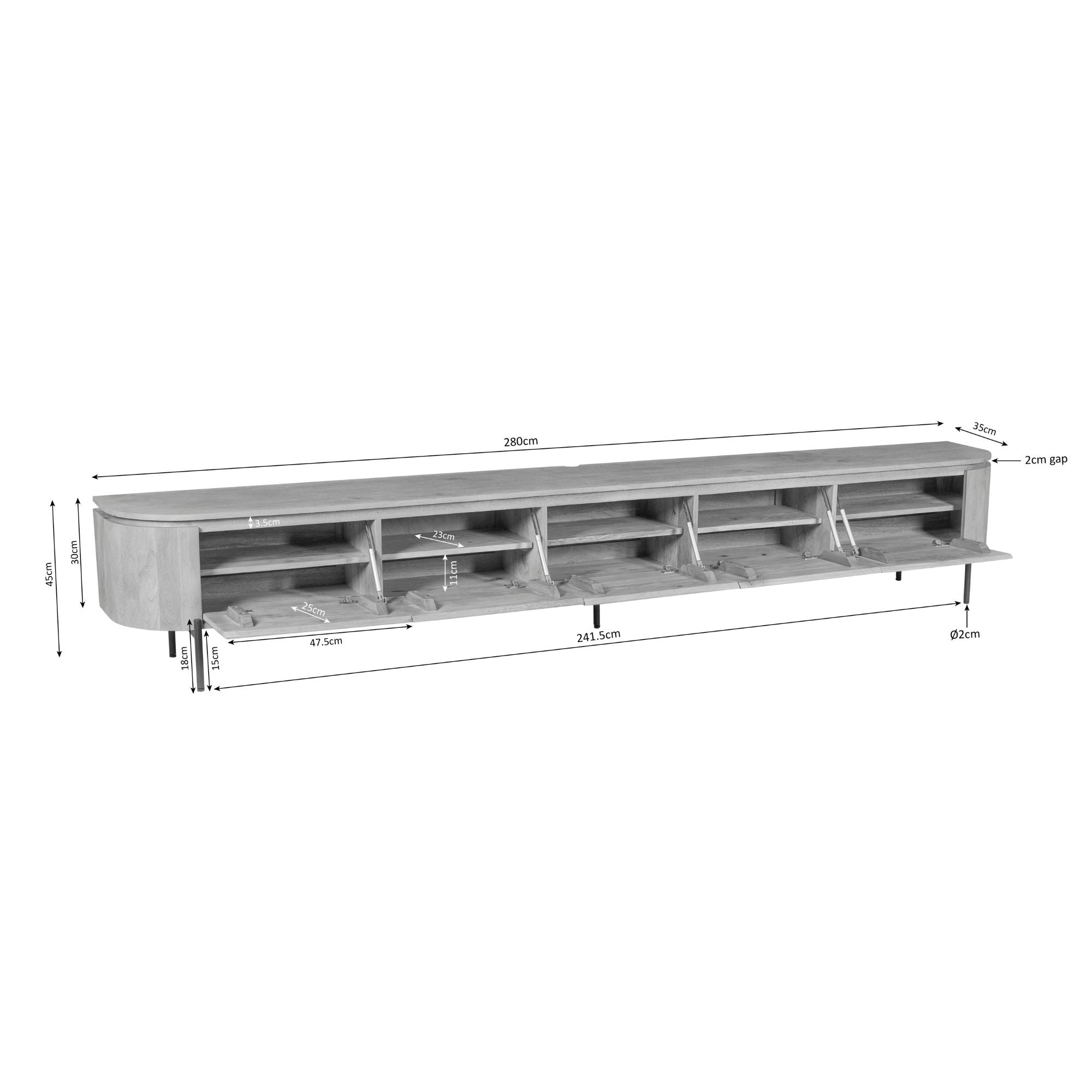 Tv meubel Excellent Naturel | 280 cm - Industrieelinhuis.nl